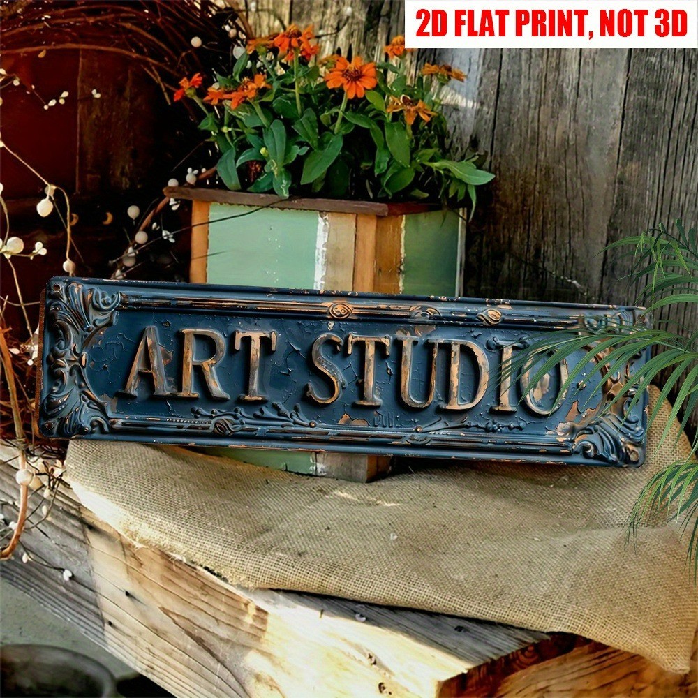 Rustic Art Studio Metal Tin Signs 4×16 Vintage Wall Decor Office Bar Cafe Garage