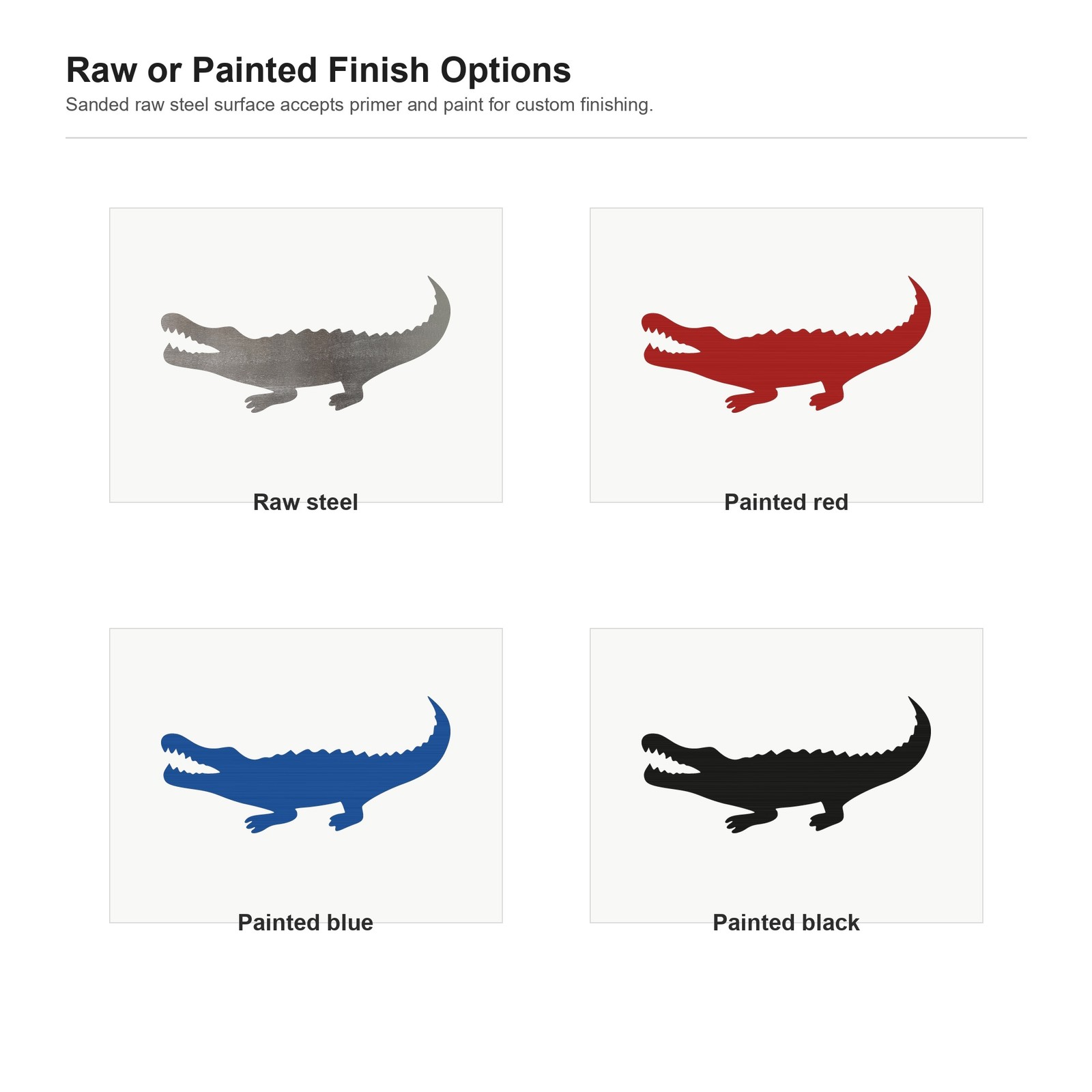 Alligator Steel Cutout Shape, Raw Metal Wall Art and Craft Supply