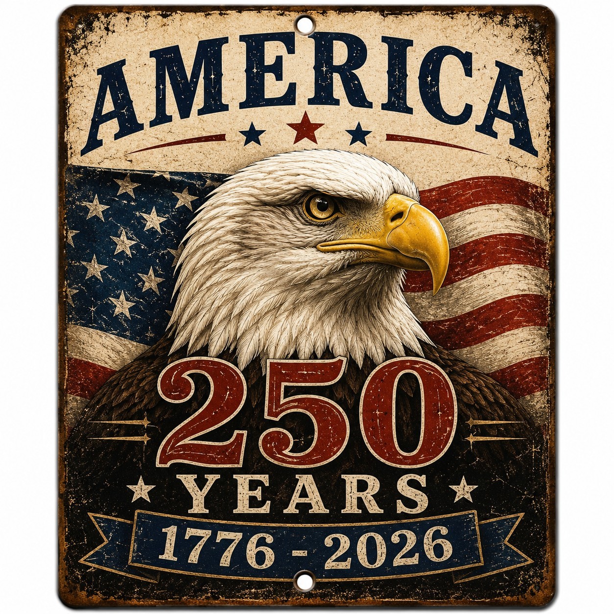 America 250 Years 1776-2026 Patriotic Eagle Metal Sign USA Freedom 8×12 Aluminum