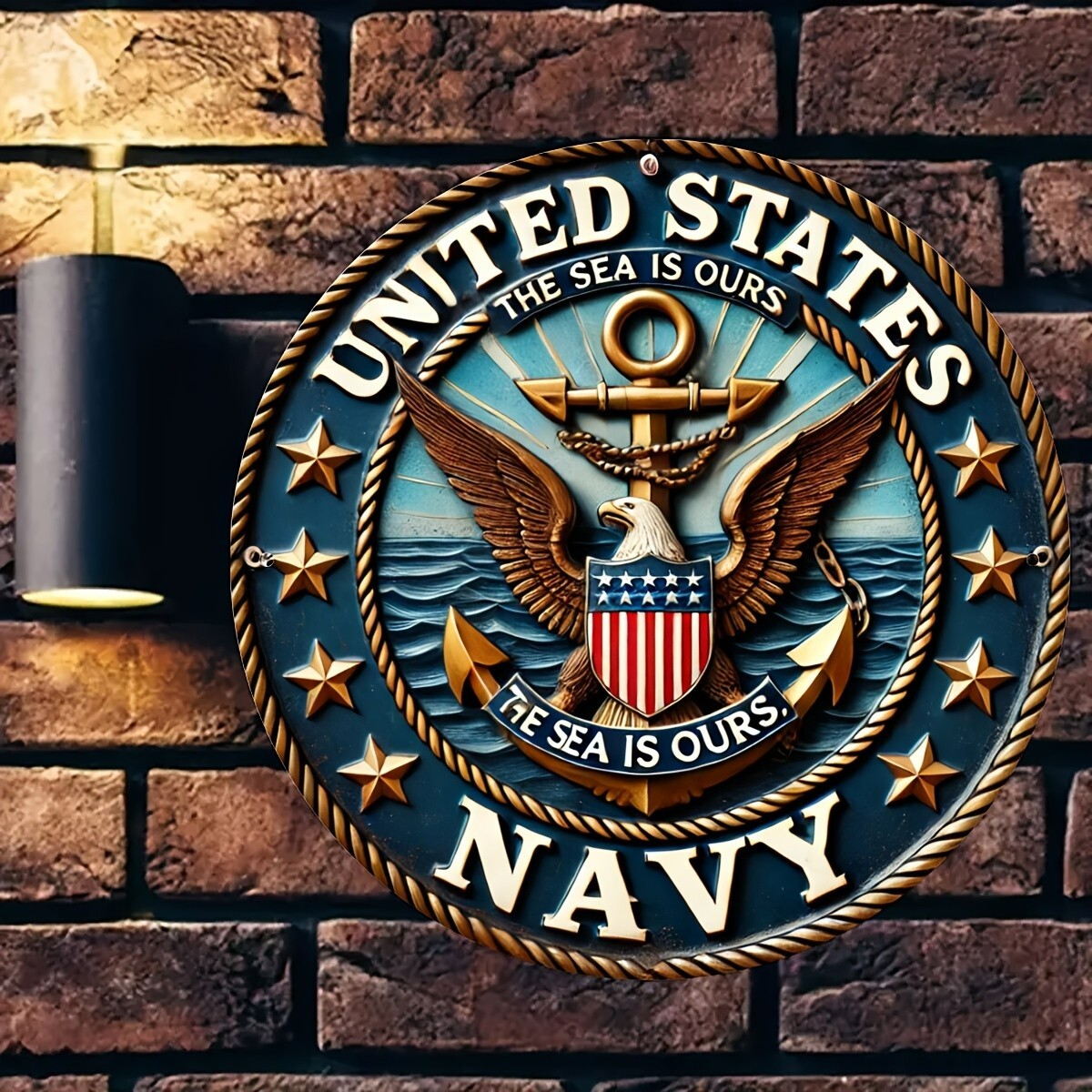 US Navy Aluminum Round Weatherproof Sign Funny