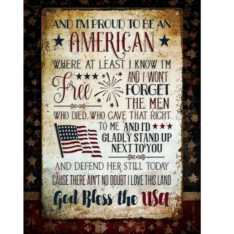 Vintage Patriotic American Quote Metal Sign Rustic USA Wall Decor