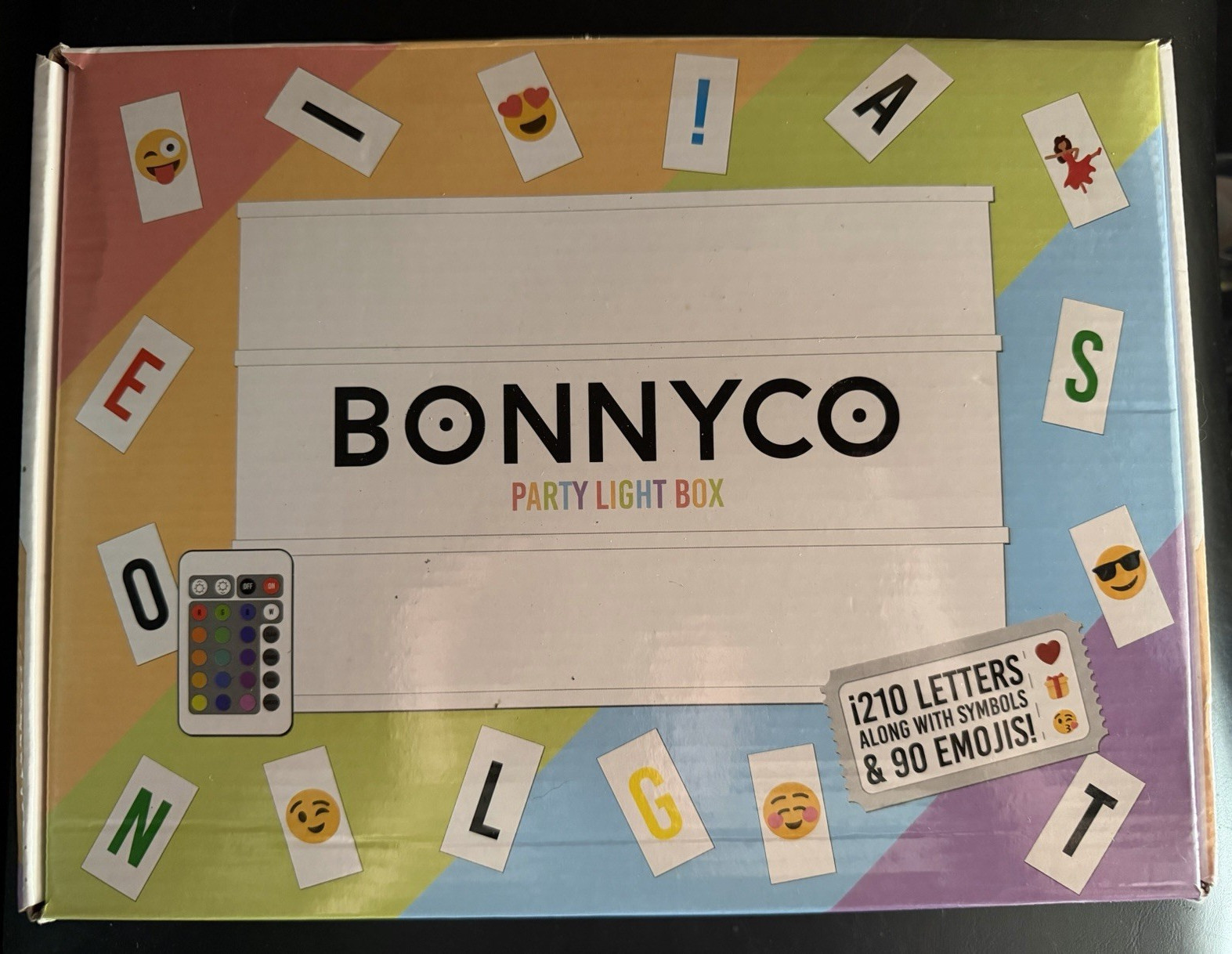 BONNYCO A4 Party LED Light Box Message Sign w/ Remote, Letters & Emojis