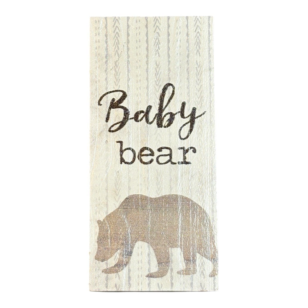 Bear Family Wooden Block Signs 3pc White Rustic Farmhouse Decor Cabin Core