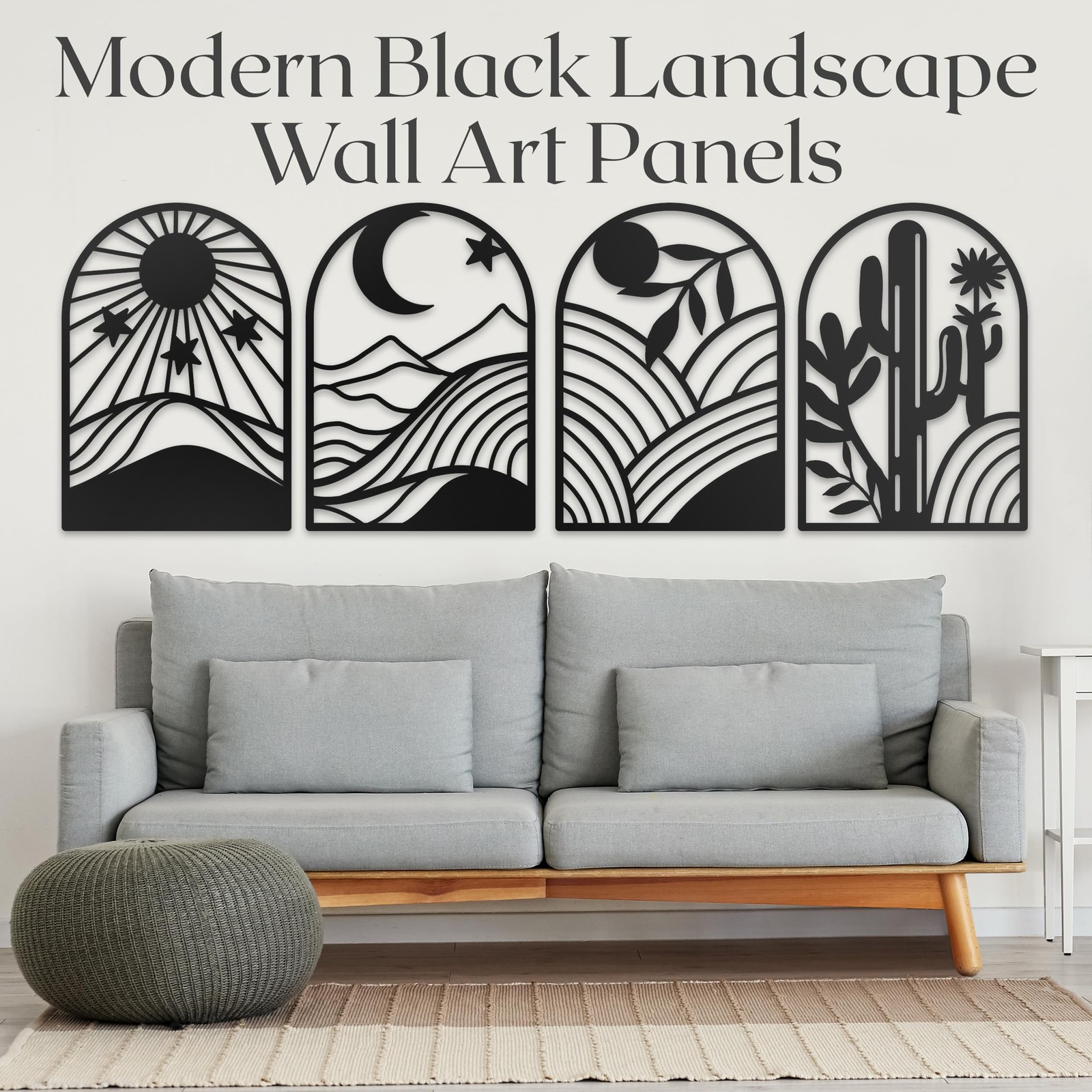 Metal Wall Art Decor – 11″ x 16″, 4Pc Single Line Abstract Wall Art for Livin…