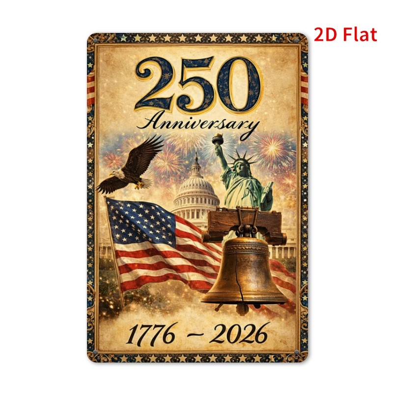 Distressed 1776 2026 Metal Sign 250th Anniversary 4th of July Patriotic Decor