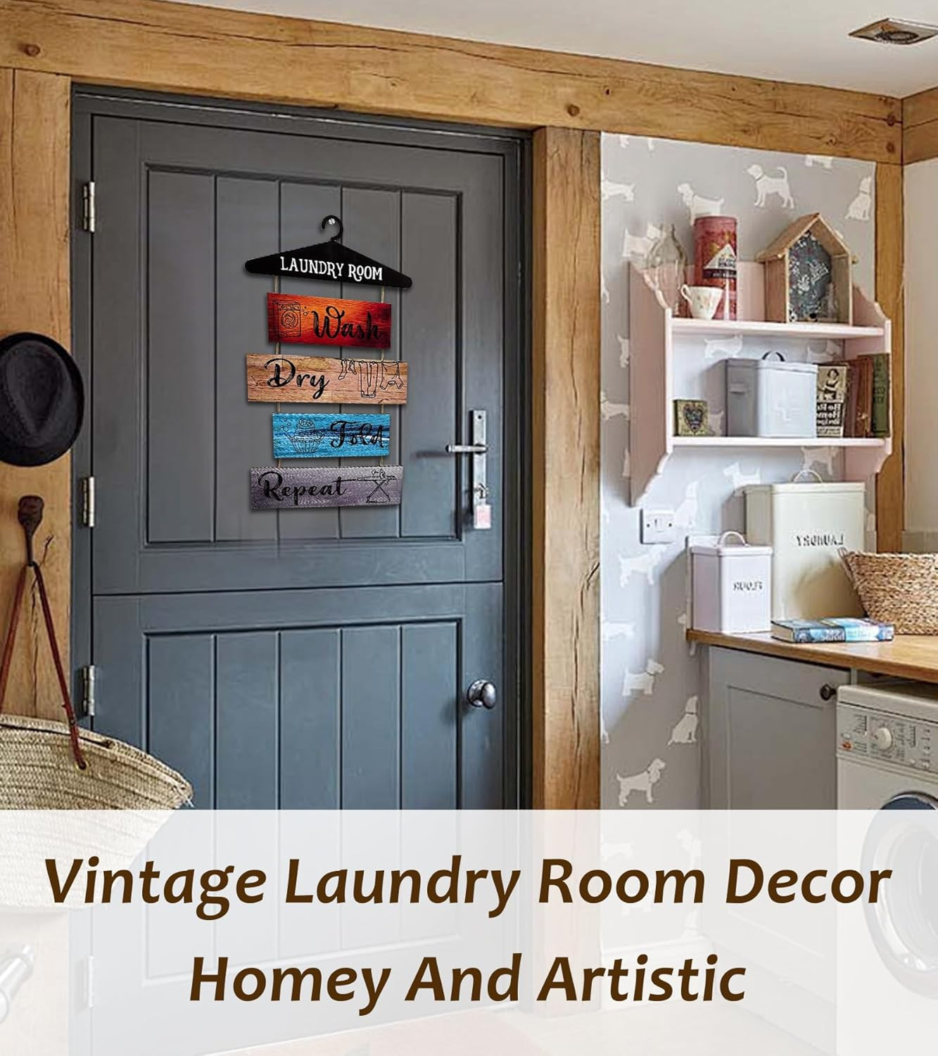 Rustic Laundry Room Decor, Laundry Room Pictures Wall Decor, Wooden Wall Art wit