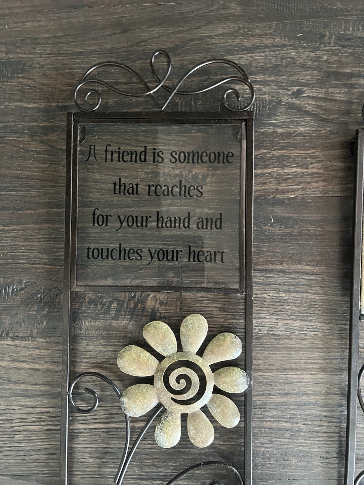2pc Metal Wall Hanging Signs Friends & Family Vertical Rectangular 23×6 Black