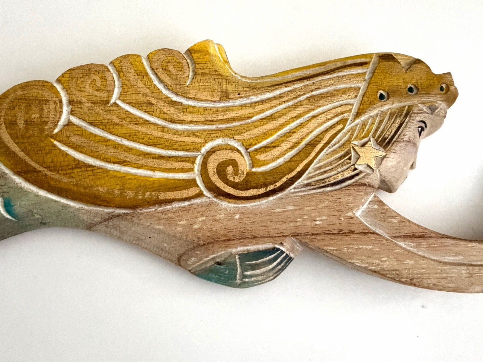 NEW! Wooden Mermaid 28” Wall Decor Beach Art Hanging Mermaid Plaque Nautical