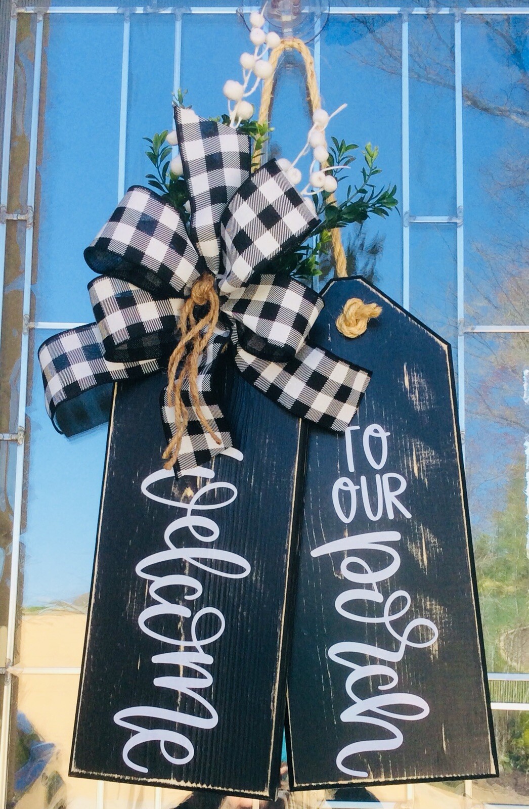 Welcome To Our Porch Large Wooden Door Tags Door Hanger Farmhouse New