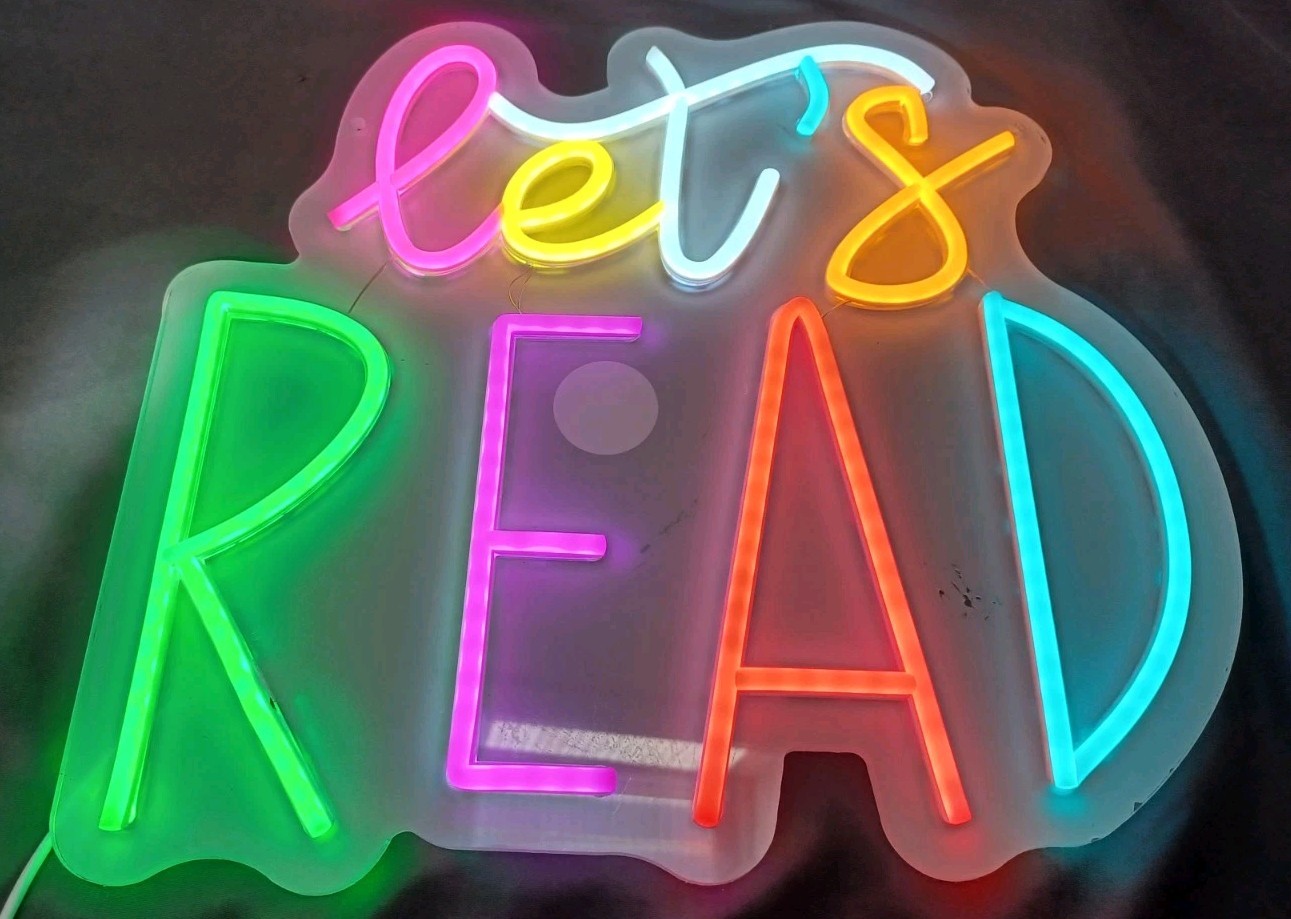 “Let’s READ” Neon‑Style LED Sign – Colorful Wall Decor – USB Powered Film Sealed