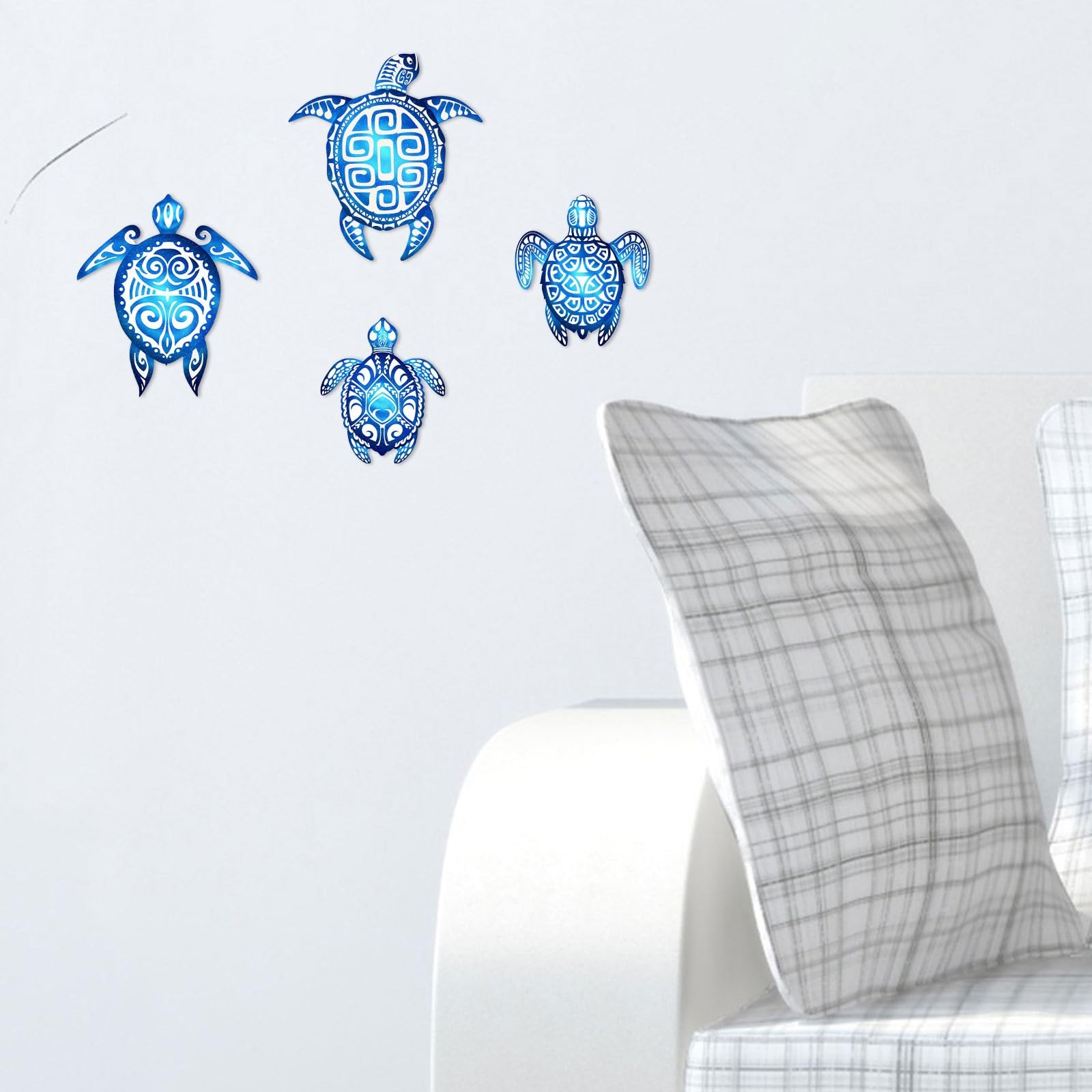 4 Pack Sea Turtle Bathroom Wall Decor Ocean Beach Theme Wall Art for Home Spa