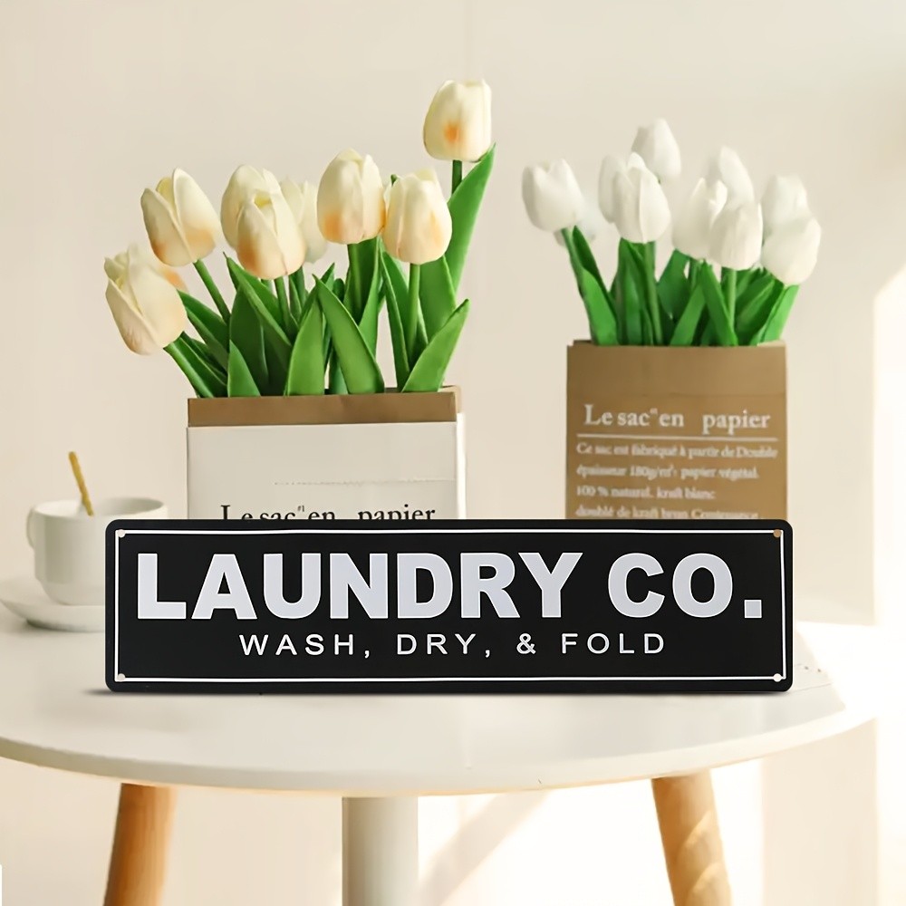 Laundry Co Wash Dry And Fold Black Metal Sign Home Laundry Room Entry Wall Decor