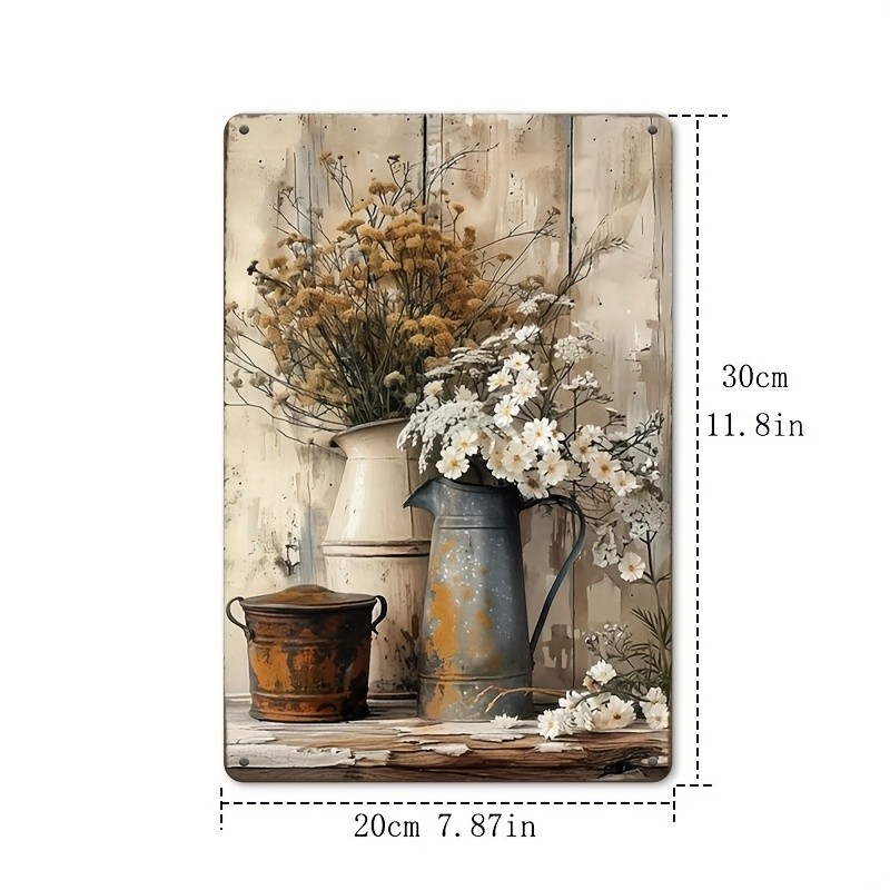 Tin Metal Sign Rectangular Decorative Nice Flowers Wall Art 8×12