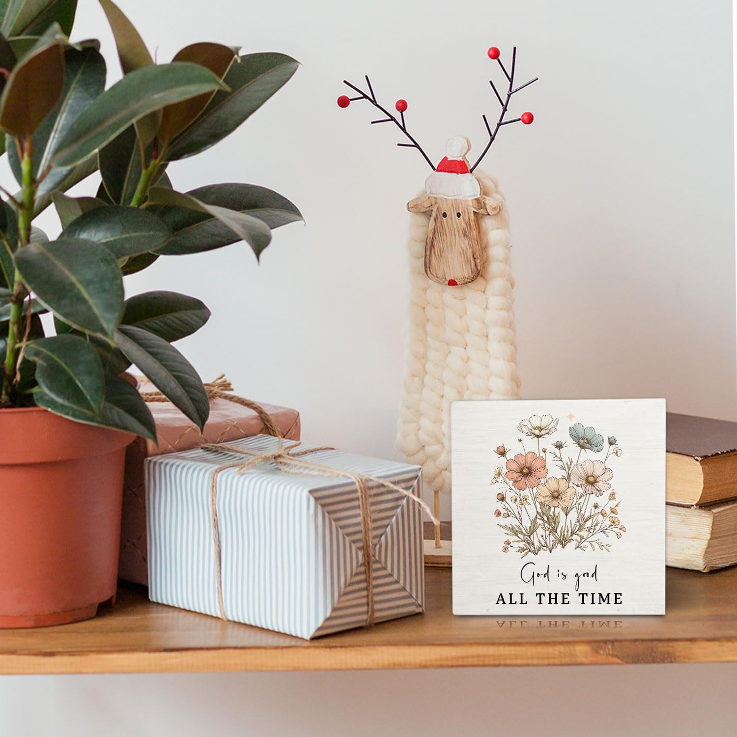 Boho Christian Wooden Signs,Easter Bible Verse Wooden Box Sign,Christian God …