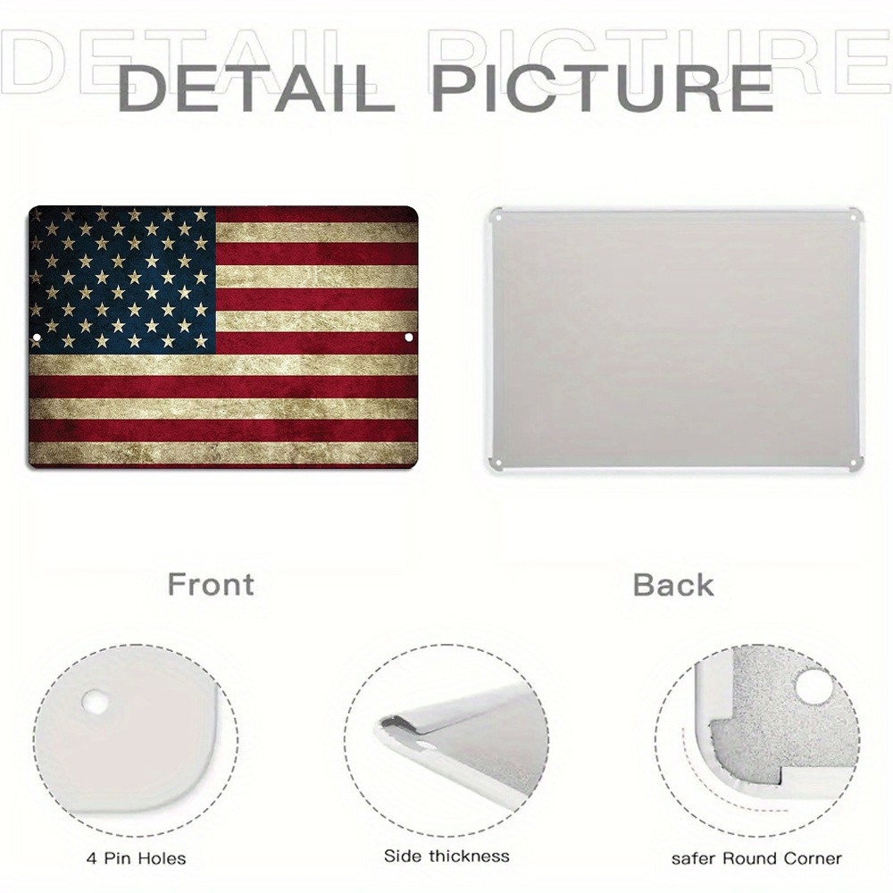 Vintage American Flag Metal Tin Sign Patriotic Wall Decor for Home Bar Man Cave