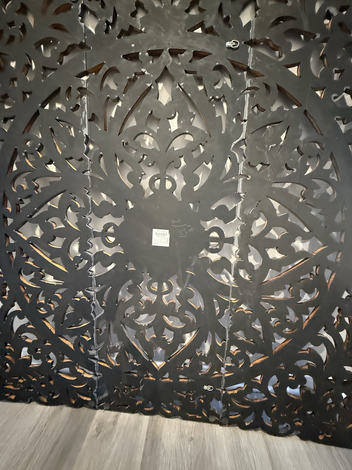 Wall Art 3 Panels Floral Mandala Latticework Design Teak Wood Handcrafted 48”
