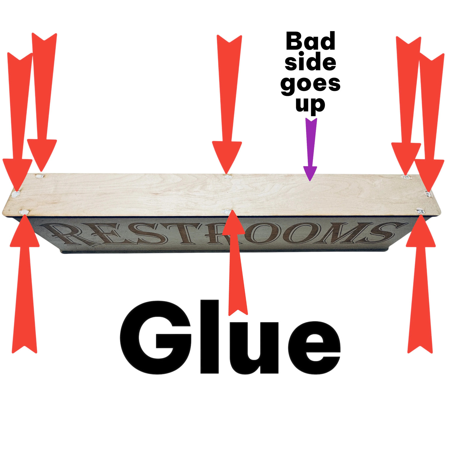 Sign – Restrooms – Box Sign – 24x6x3 inches