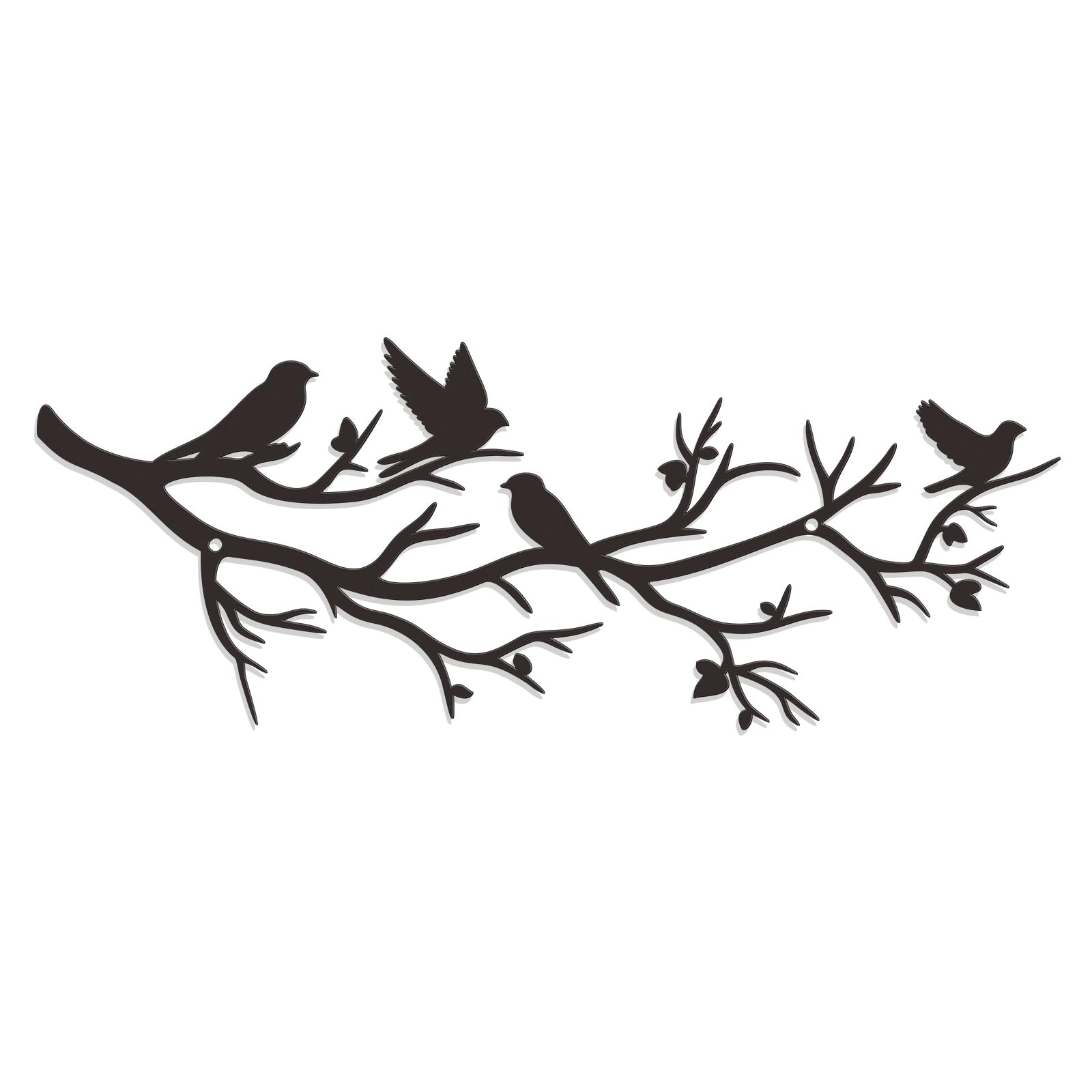 Medium Black Metal Tree with Birds on Branch Wall Art for Home Living Room