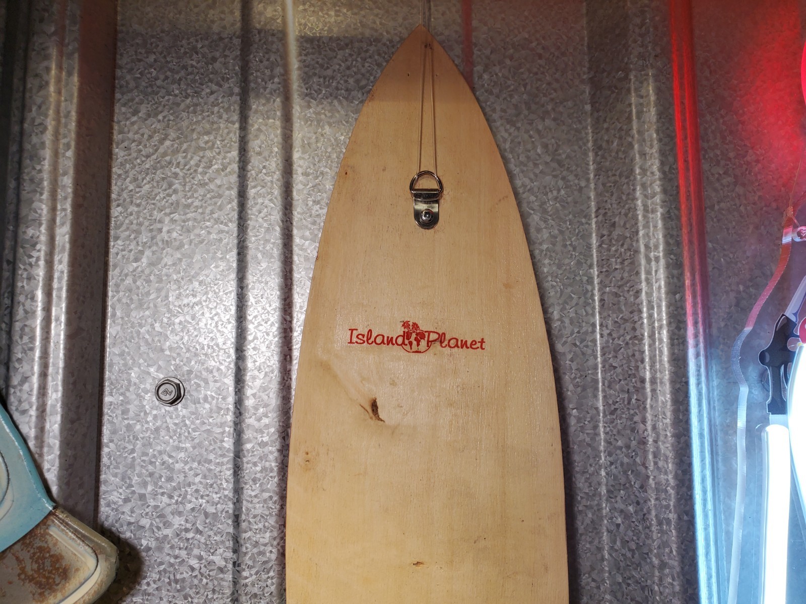 Anna Maria Island Wooden Surfboard Air Brushed Frangipani Floral Design 15-1/2″