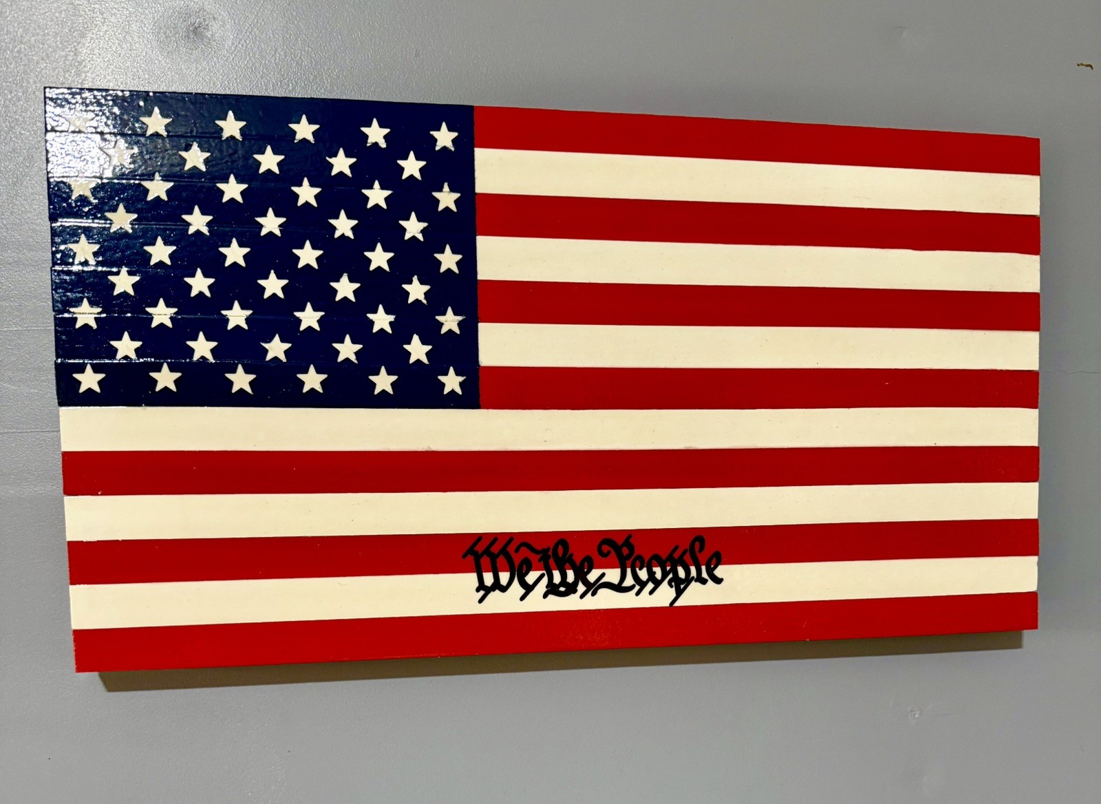 Handmade Wooden American Flag “We The People” wall hanging