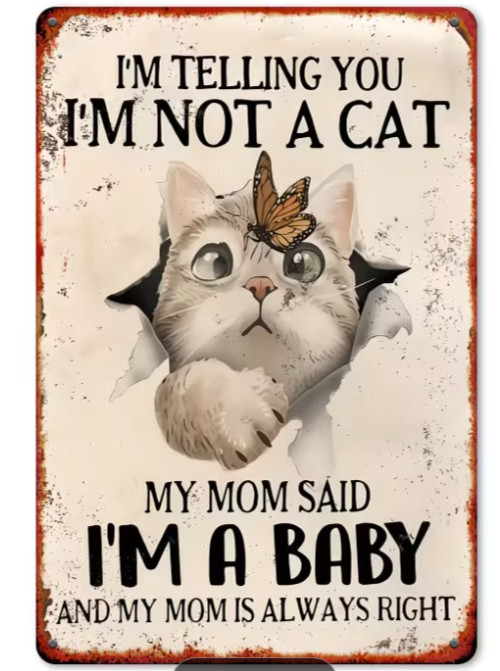 I’m Tell You Not A Cat Mom Said A Baby Funny Pet Metal Poster Wall Decor #1011