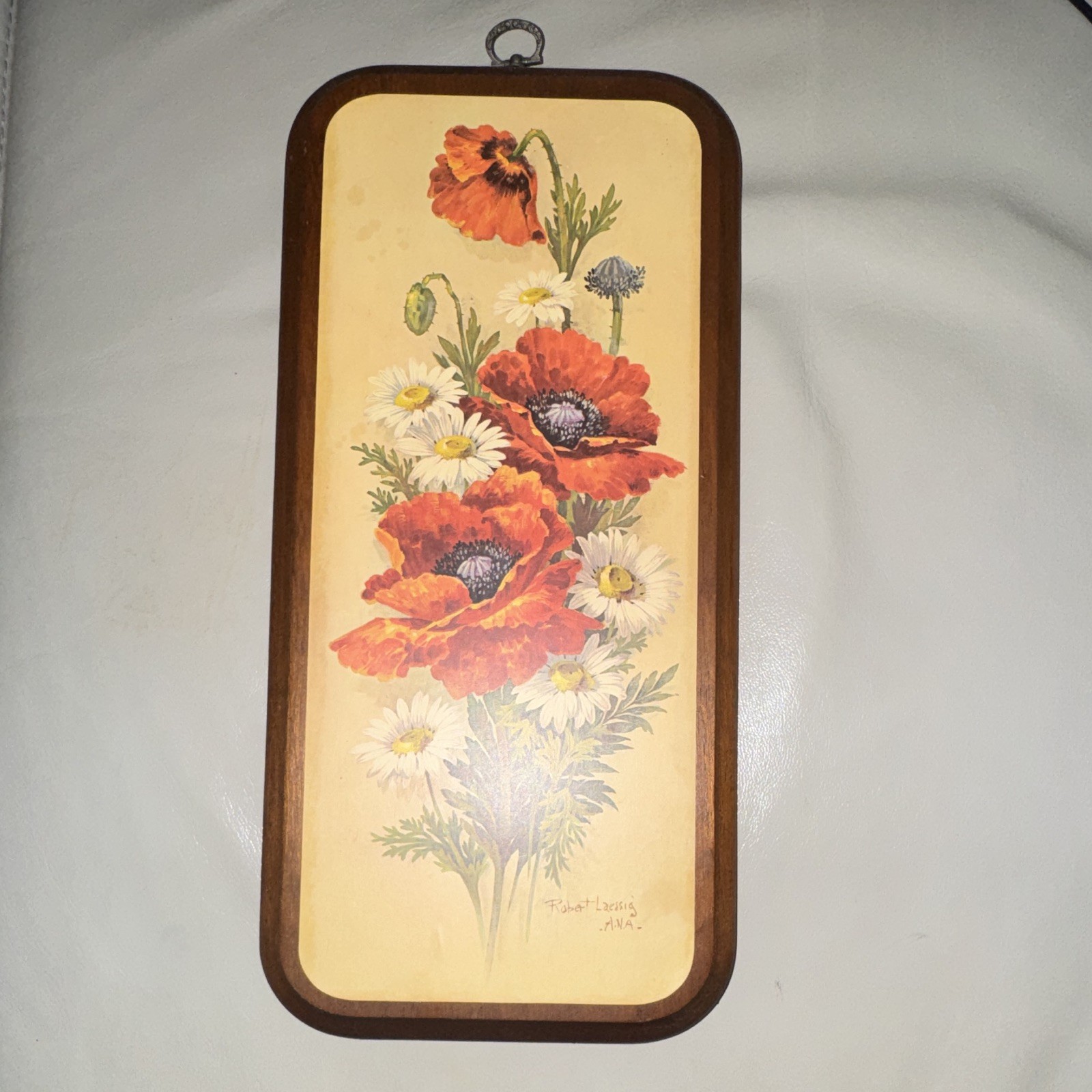 Set of 4 Vintage Floral Wood Rectangular Wall Plaques Hanging Vertical Decor