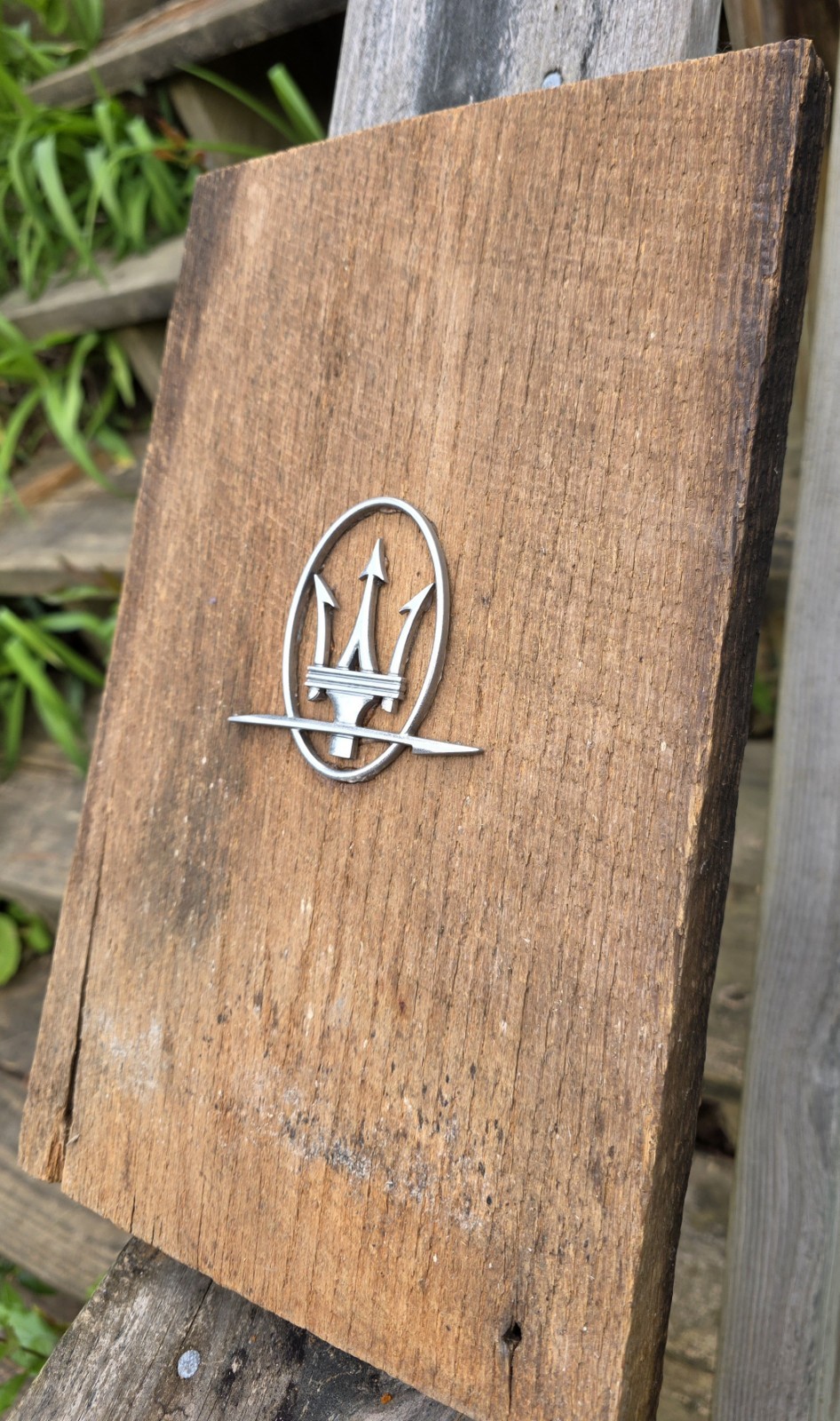 Maserati Door Badge Mounted On Oak Barnwood Sign Wall Art Home Decor Gift Idea