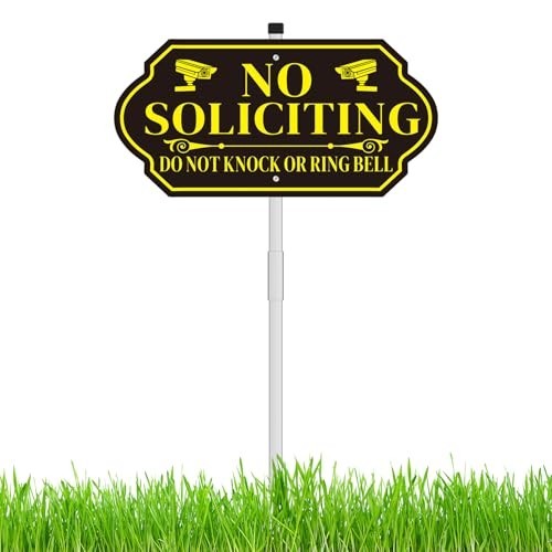 No Soliciting Sign with Stake for House – Adjustable Height Heavy Duty Aluminum