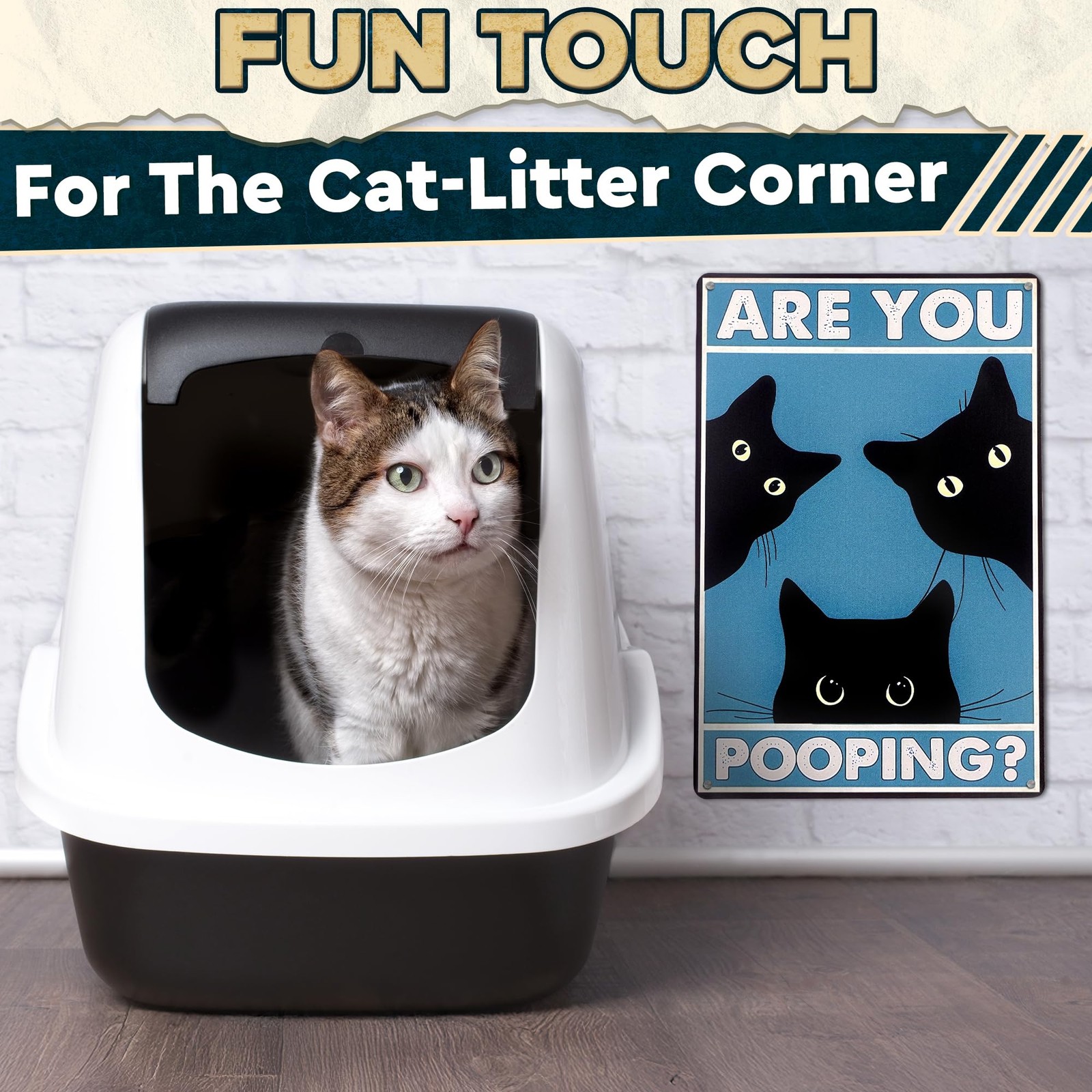Are You Pooping Sign – Funny Cat Bathroom with 12×8 inches,