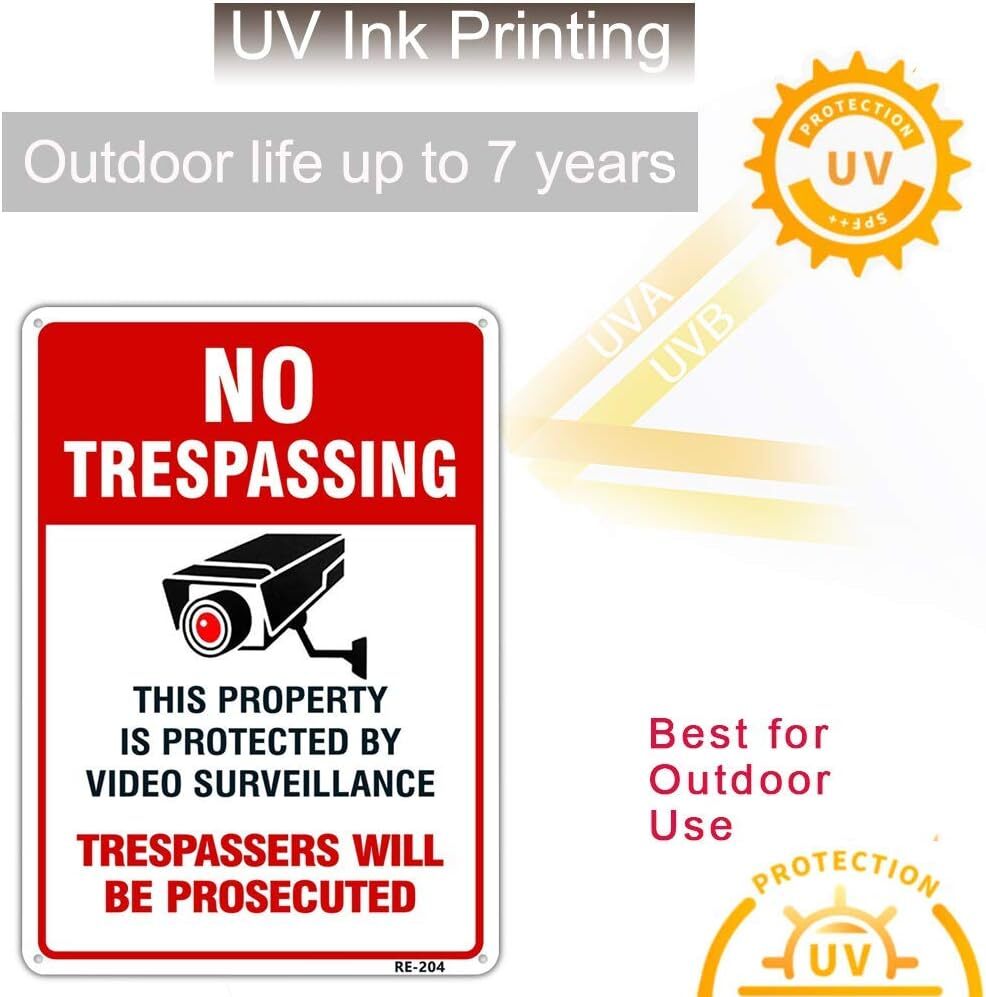 4 Pack No Trespassing Sign 10X14 Inches Heavy Duty Aluminum 7 Year Lifespan