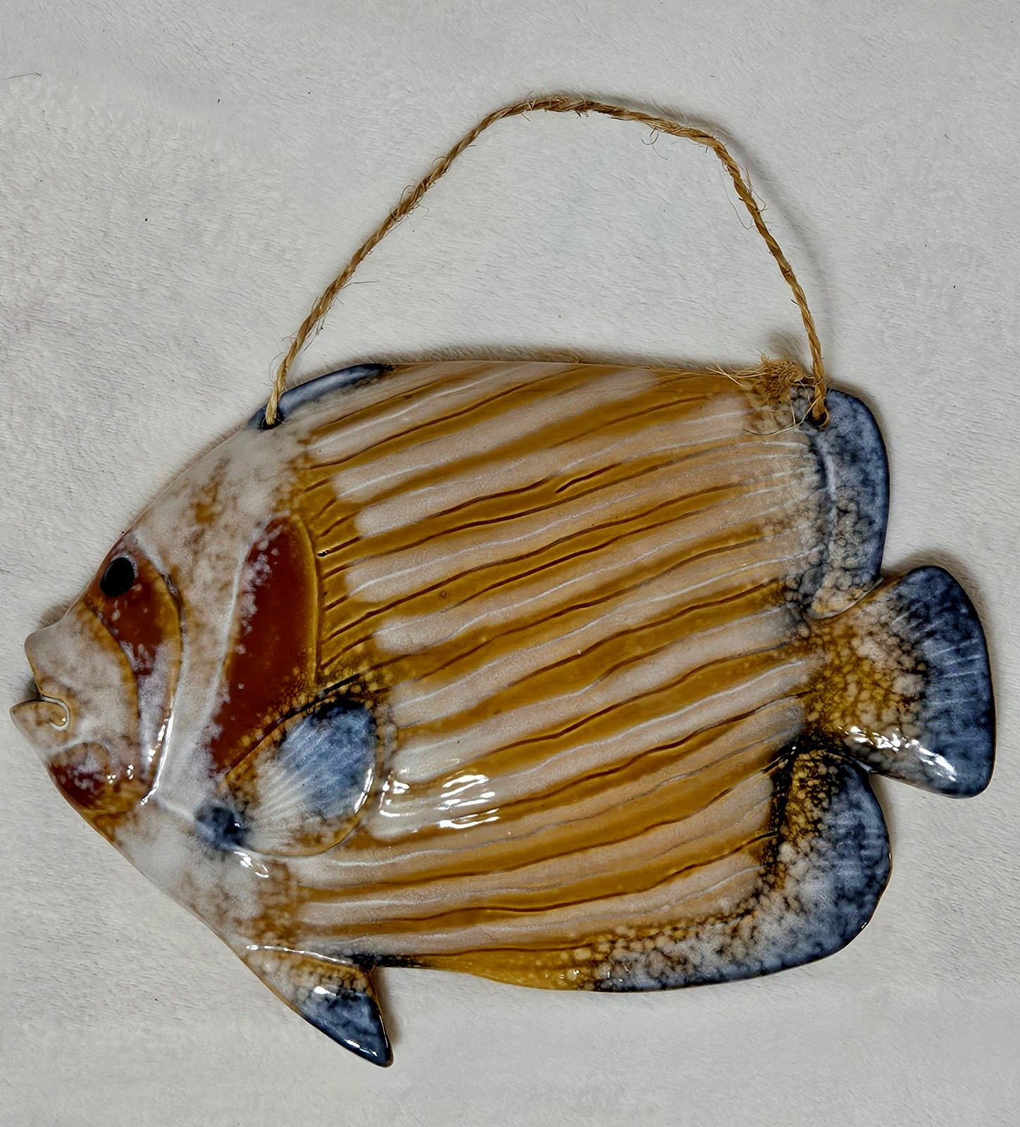 Fish Ceramic Wall Hanging 3-D Colorful Glossy Natical Beach Decor 8″ x 13″