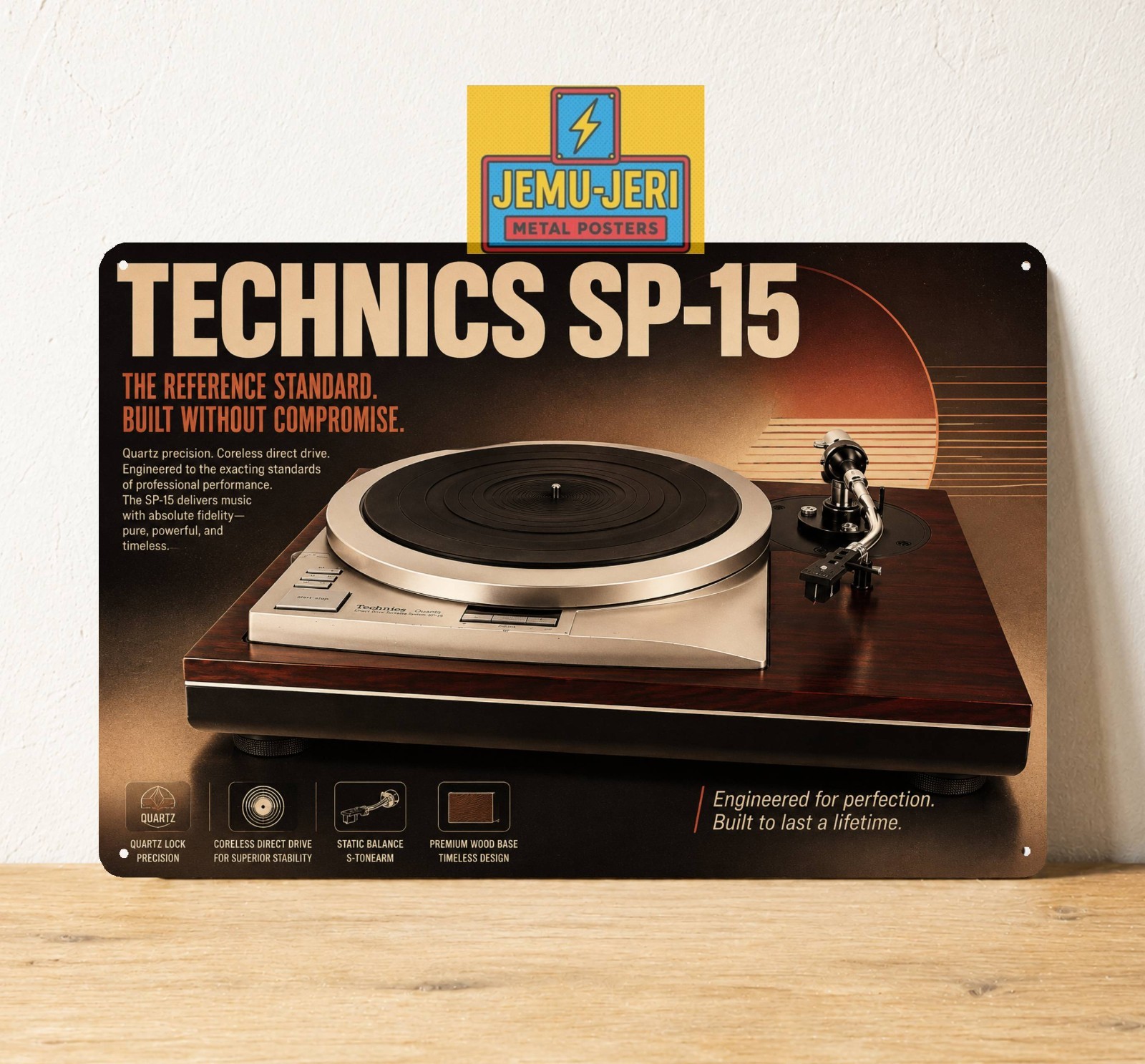 Technics SP-15 Turntable Metal Poster Tin Sign DJ Vinyl Hi-Fi Wall Art New