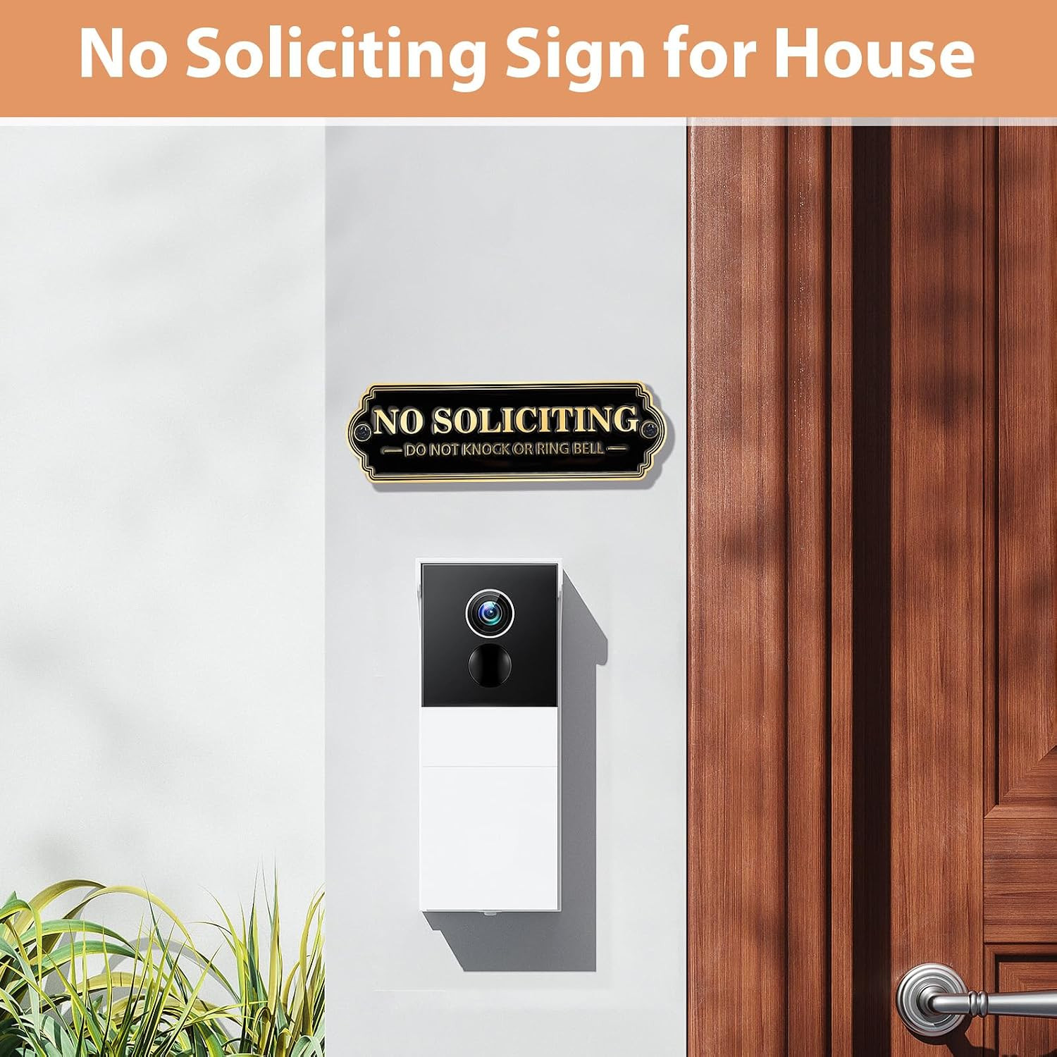 Brass No Soliciting Sign – Elegant No Soliciting Sign for House, Handmade Wall