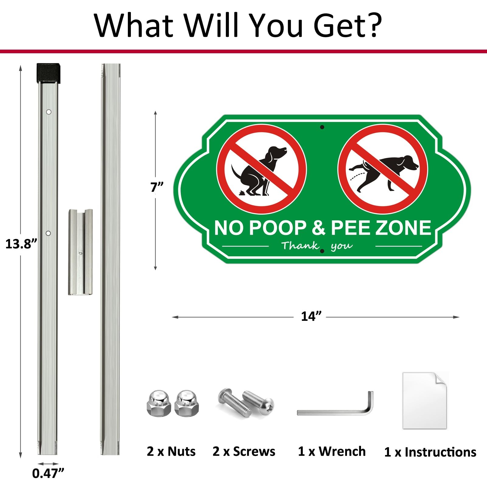 Heavy Duty Aluminum No Dog Poop Signs for Yard, 14″ x 7″ Metal No Poop And Pe…