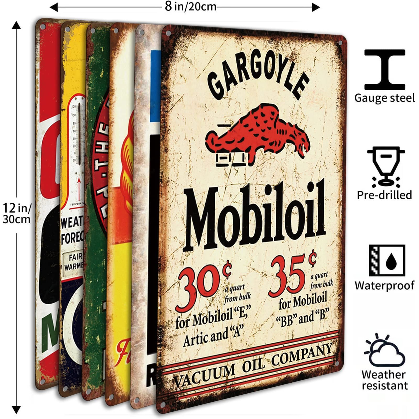 Vintage Gas Tin Signs Retro Oil Metal Signs for Garage Man Cave Bar Wall Decor 6