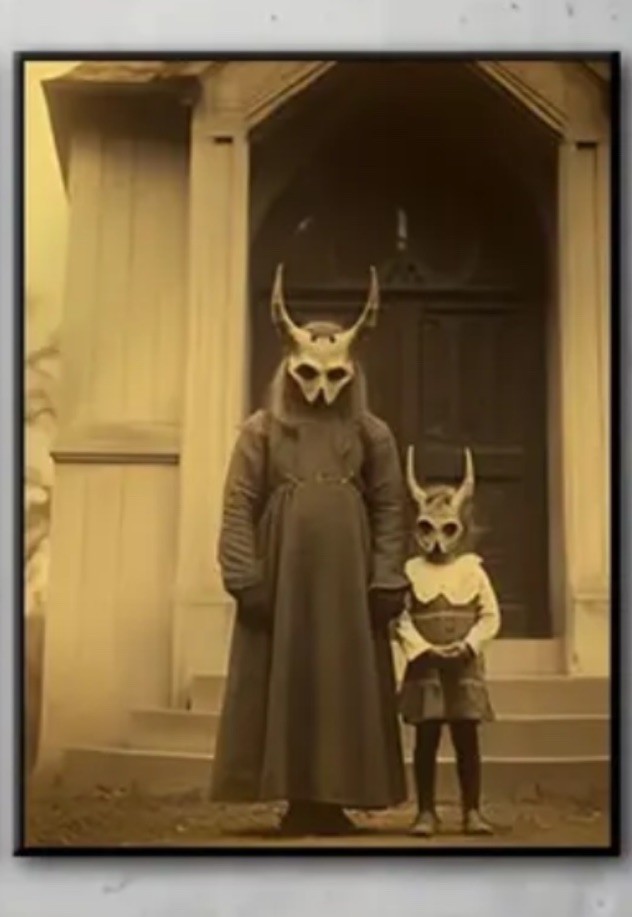 Vintage Halloween Canvas Art, Adult & Child Creepy, Scary, Retro – 8″ X 10″