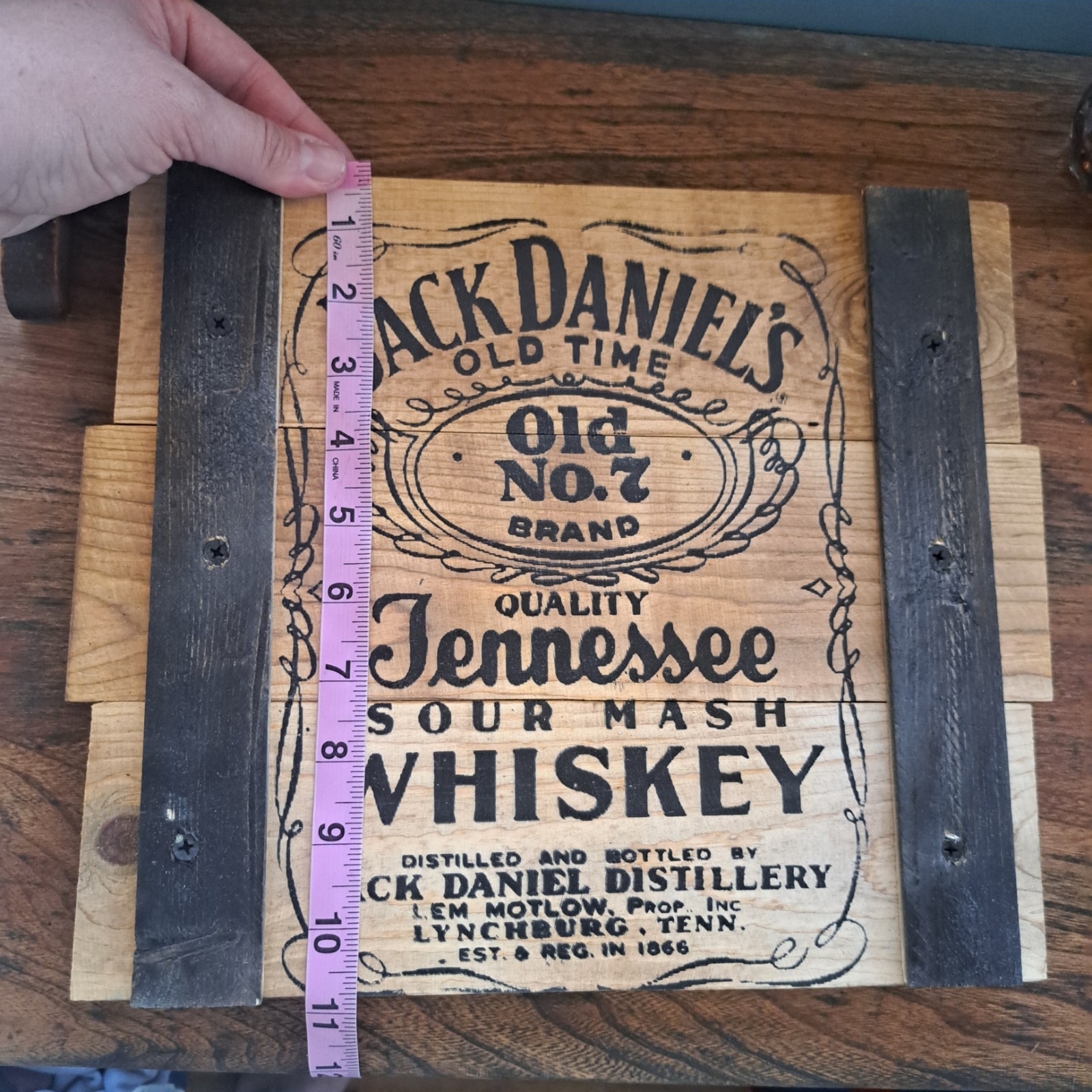 Jack Daniels Wooden Wall Hang Decor Sign 11×13″ Brown Liquor Garage Man Cave