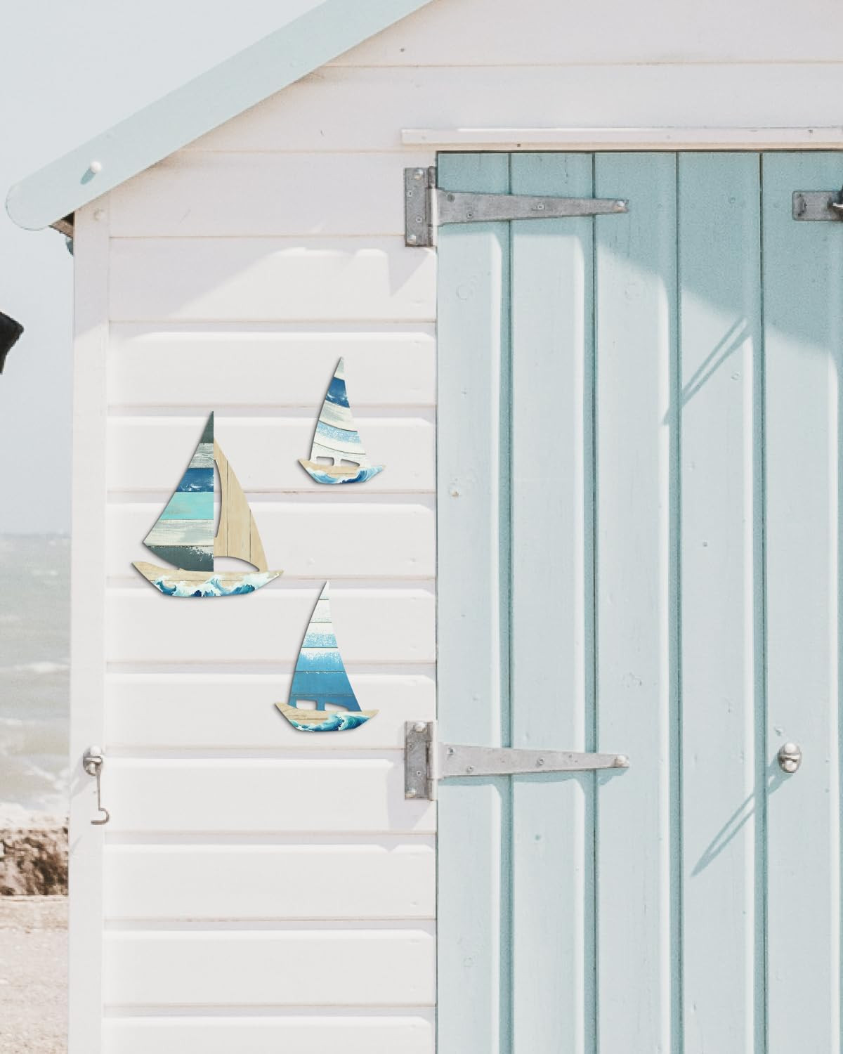 Putuo Decor 3 Pcs Vintage Sailboat Wall Art Set, Coastal Ocean Theme Decor with