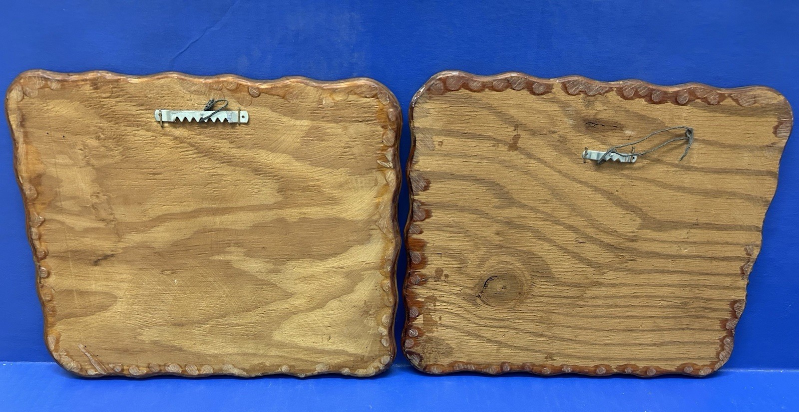 Lot of 2 Vintage Handmade Wood Horse Plaque Rustic Decor Picture
