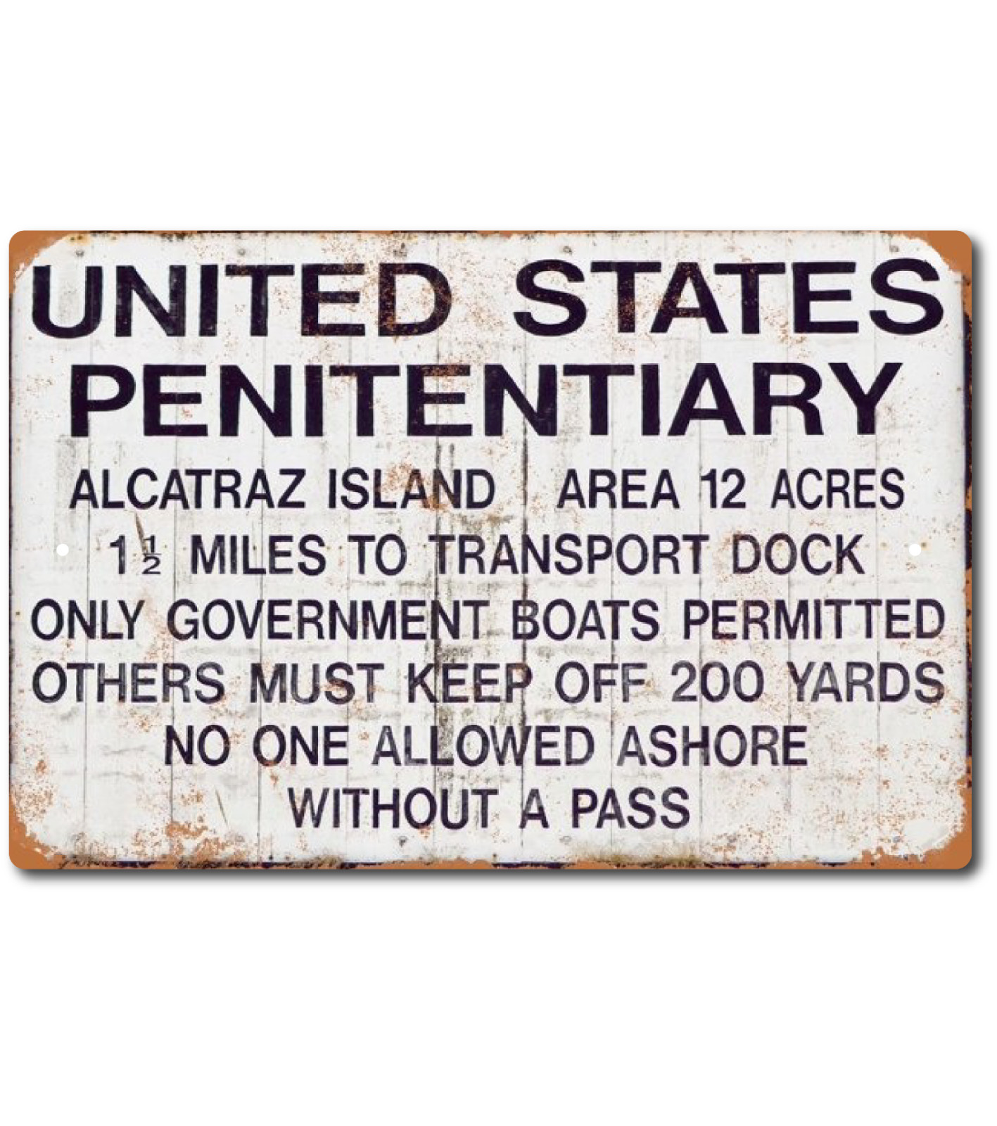 UNITED STATES PENITENTIARY ALCATRAZ ISLAND PRISON Vintage Look metal tin sign