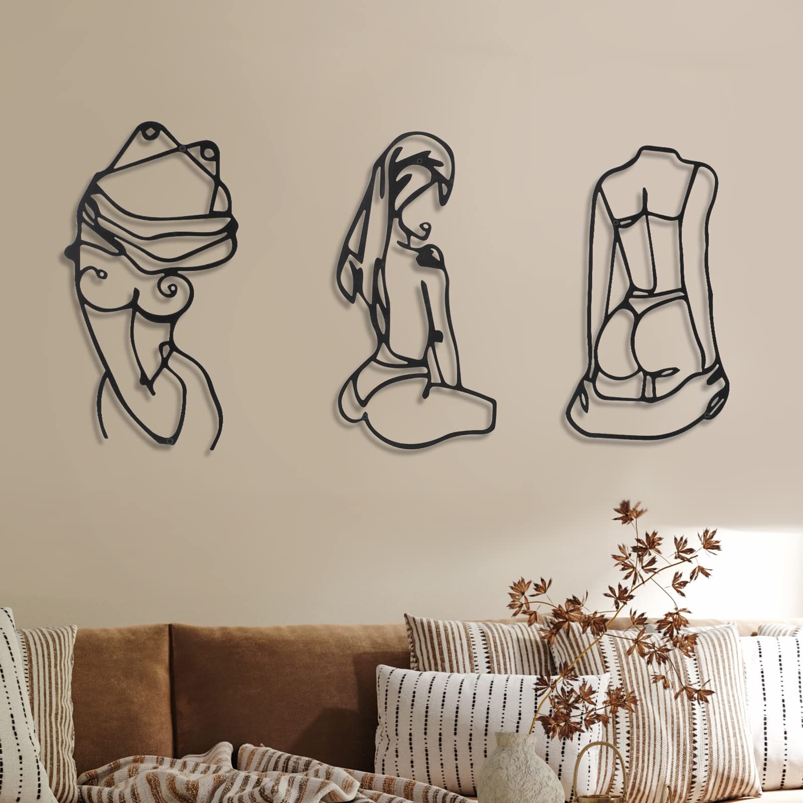 3 Pcs Metal Wall Art Decor Minimalist Abstract Woman Wall Art metal Modern Li…