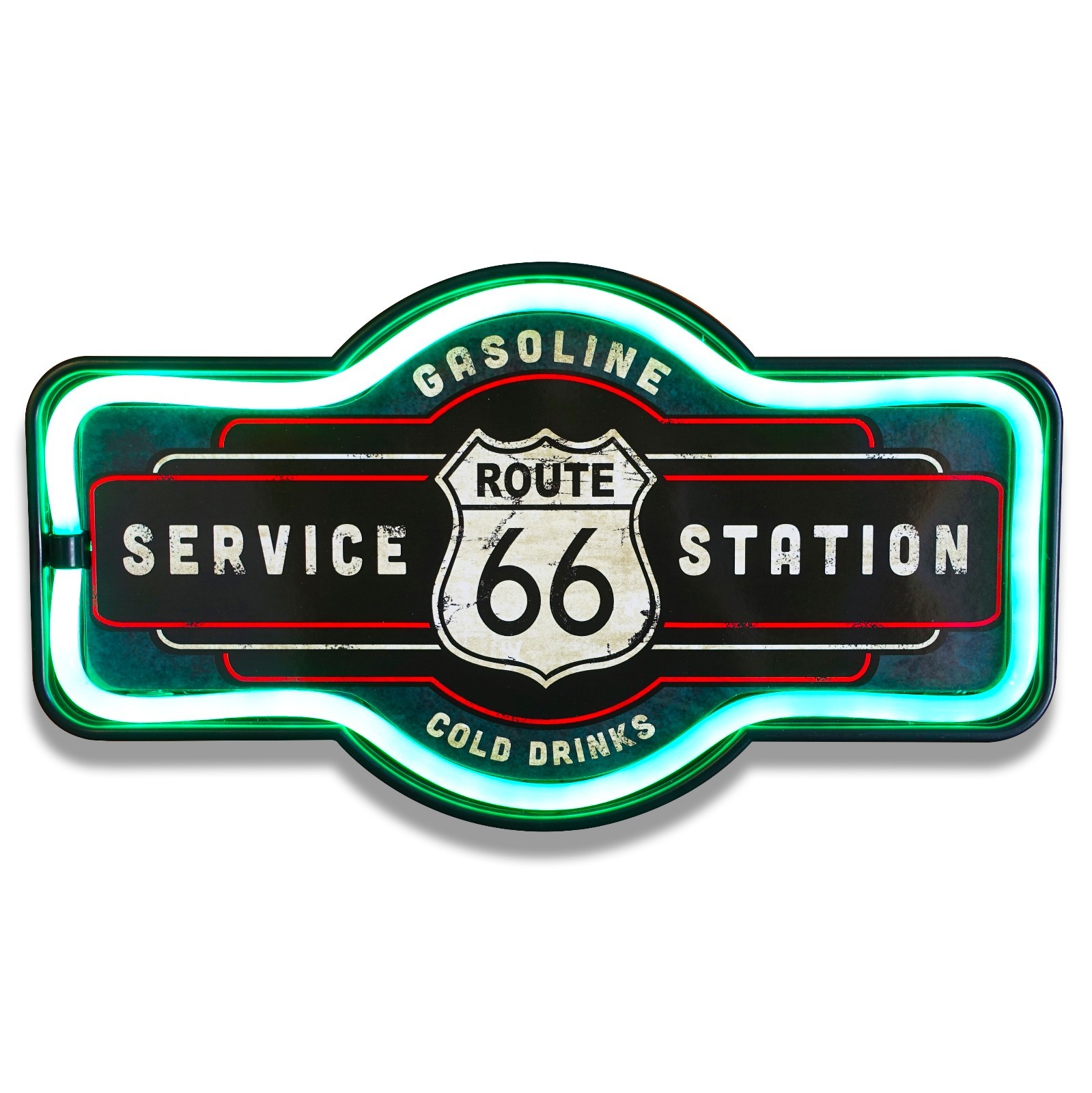 Route 66 LED Neon Lighted Sign, 17″ Marquee Shape, For Bar, Garage, or Man Cave