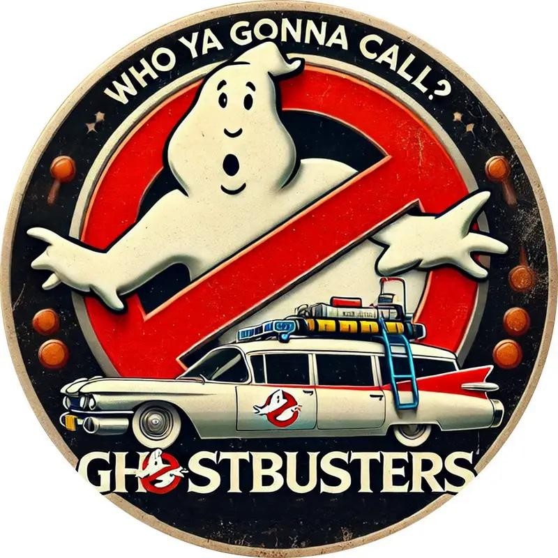Ghostbusters Who Ya Gonna Call Metal Sign Retro Movie 2D Flat Tin Wall Decor