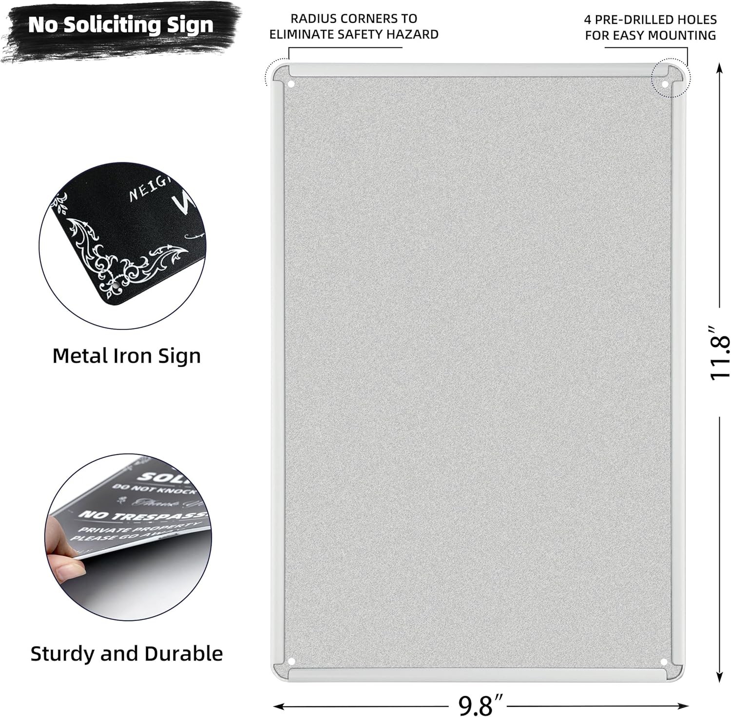 Daily Decorative Signs No Soliciting Chic Metal Signs for Outdoor Yard Signs NEW
