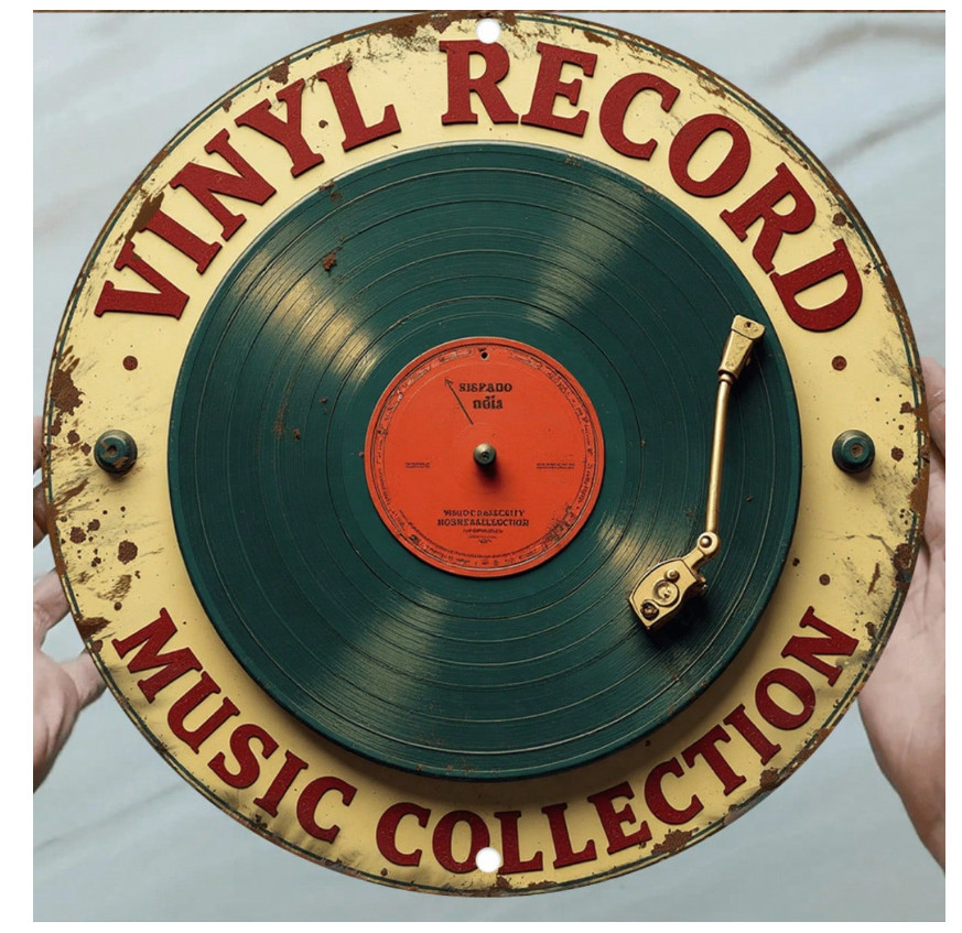 Retro Vinyl Record Metal Art – Minimalist Music Decor for Office, Bar & Cafe