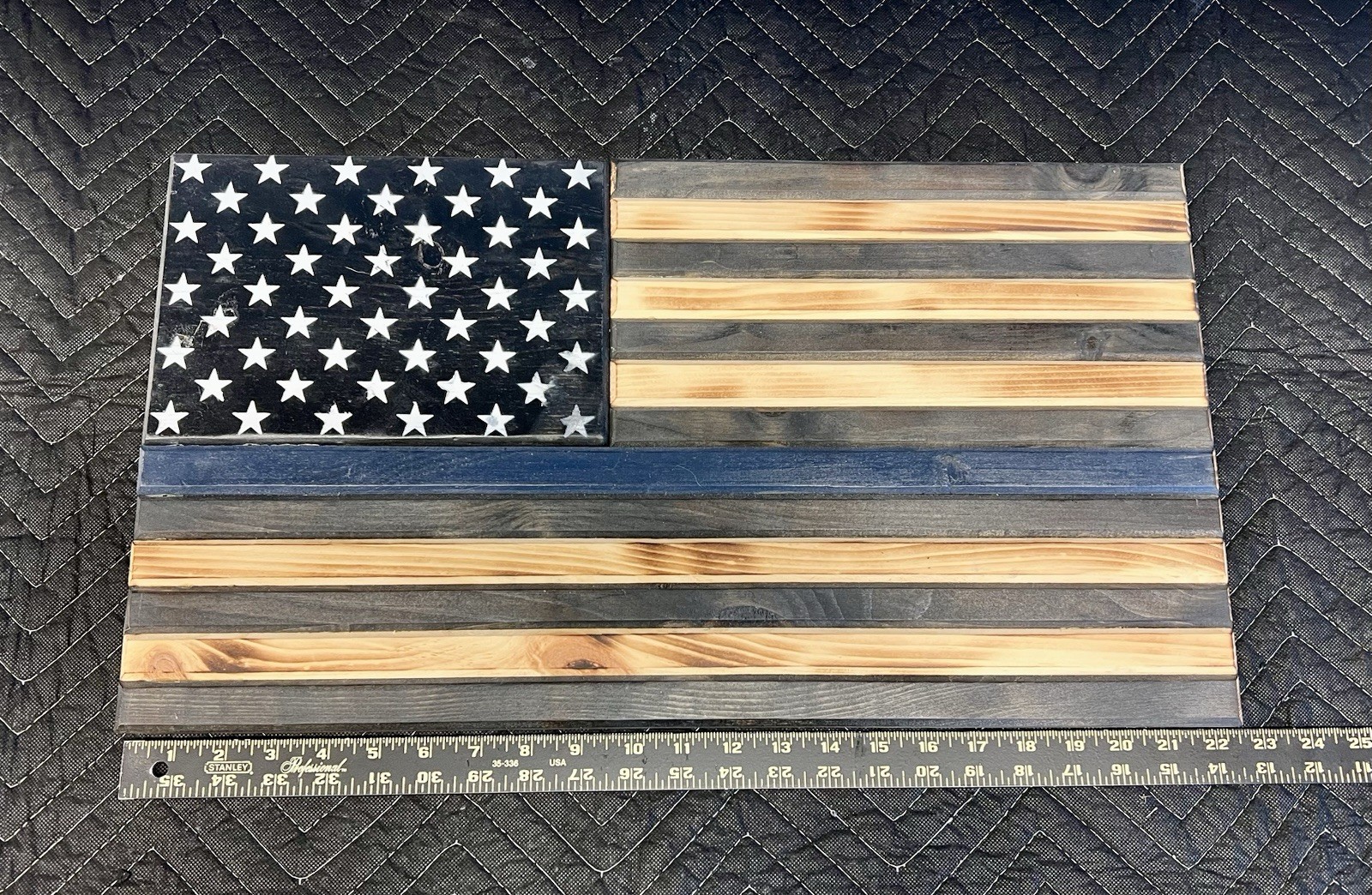 Thin Blue Line American Flag Wooden Sign 22 1/2″ X 12 1/2″ Hand Made