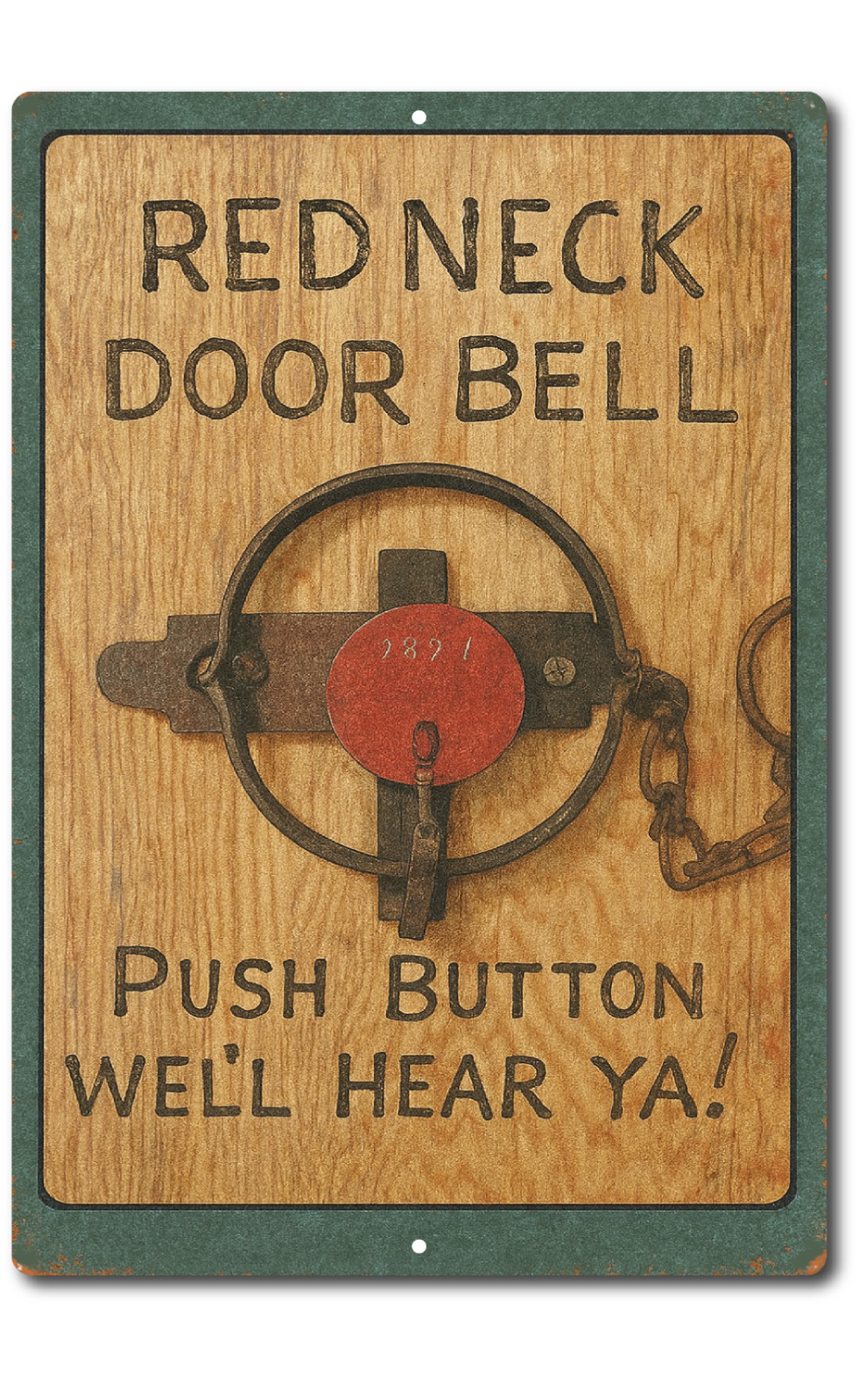 Redneck Doorbell Funny Tin Sign 8×12 Aluminum Metal Rustic Decor Push Button Jok
