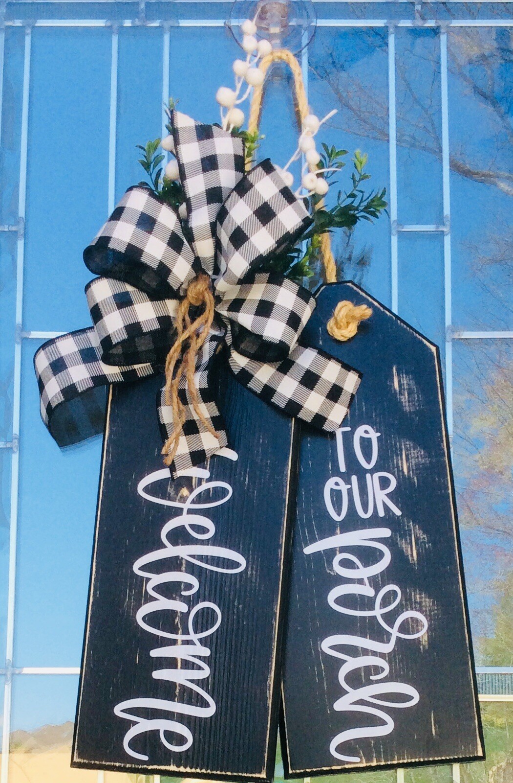 Welcome To Our Porch Large Wooden Door Tags Door Hanger Farmhouse New
