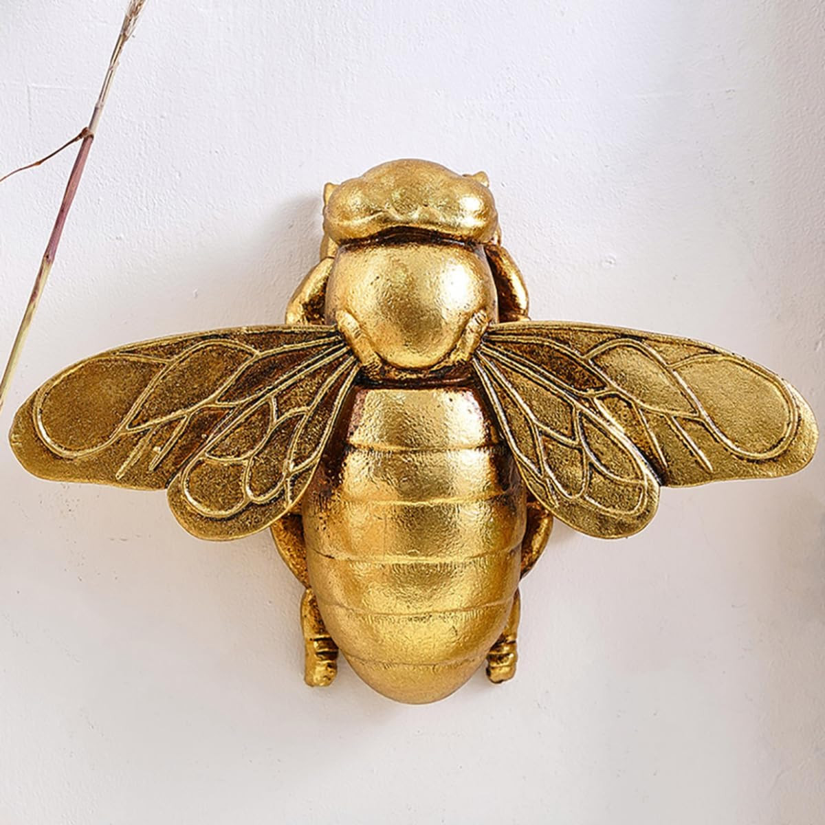 Gold Bee Wall Decor Resin Bug Wall Art (Metallic Gold) | 3D Hanging Honey Bee Wa