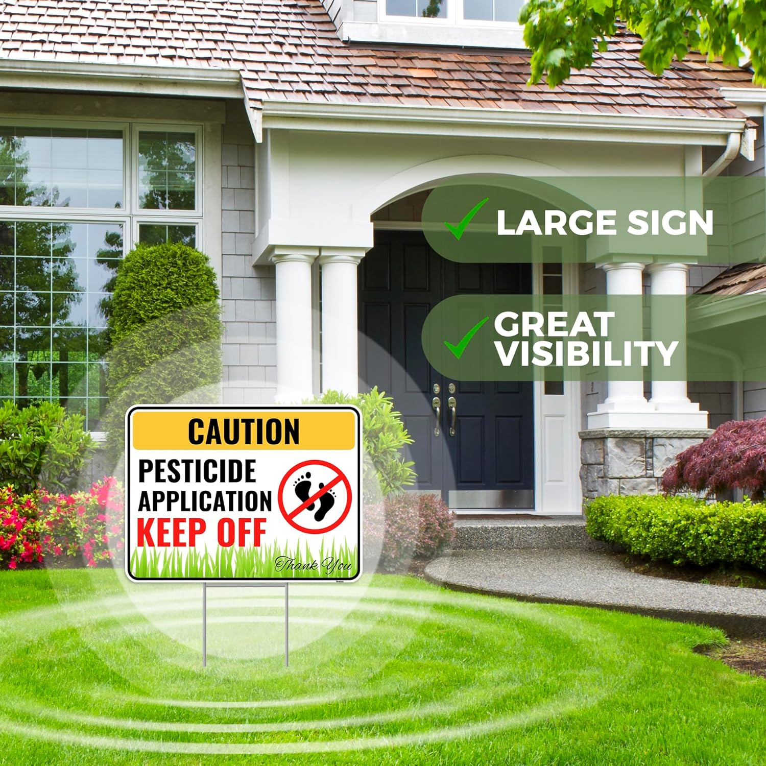 2PC Pesticide Sign with Metal Stakes, 12″X9″ – Corrugated Plastic – Pesticide Fl